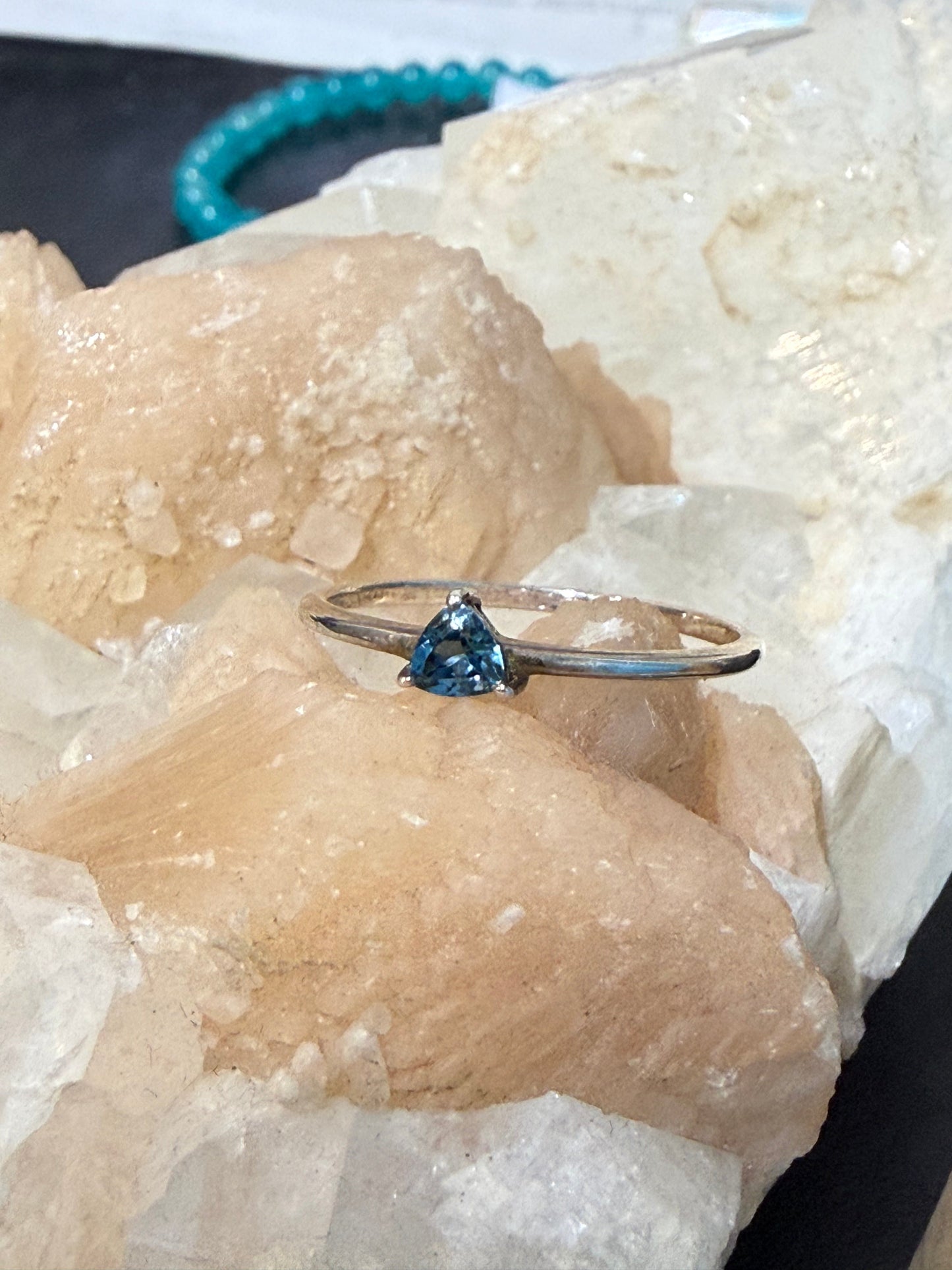 London Blue Topaz Ring, size 9  – Deep Ocean Blue Gemstone of Calm, Clarity & Inner Wisdom Crystal Wellness