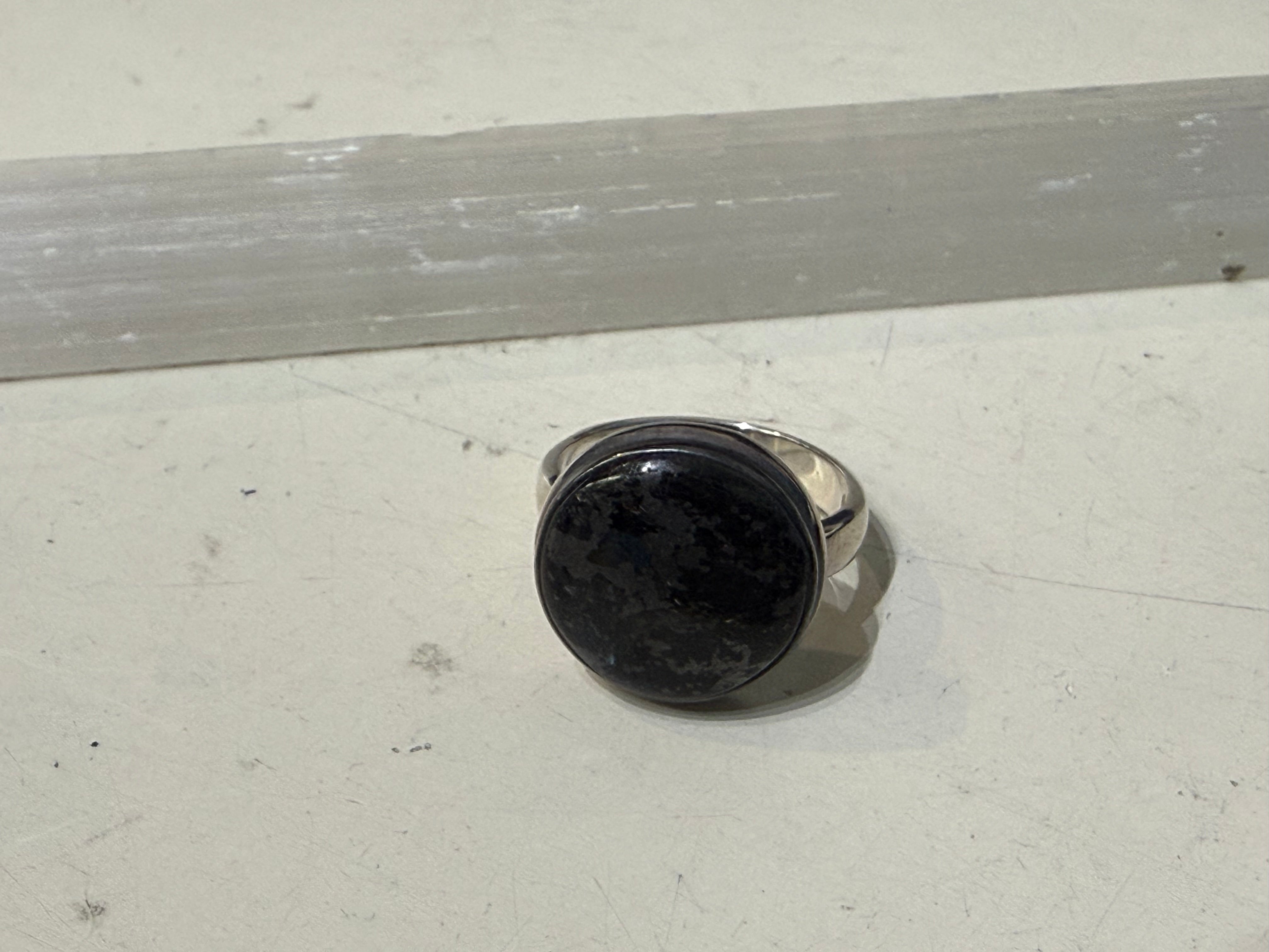 Nuummite Ring, size 8 – The Sorcerer’s Stone of Deep Protection Crystal Wellness