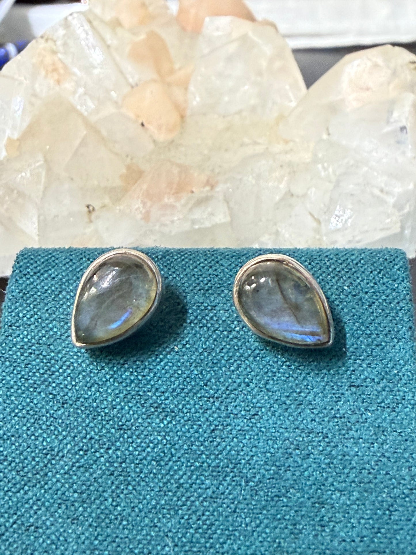 Labradorite Stud Earrings – Protection • Intuition • Transformation, 10mmx6mm Crystal Wellness