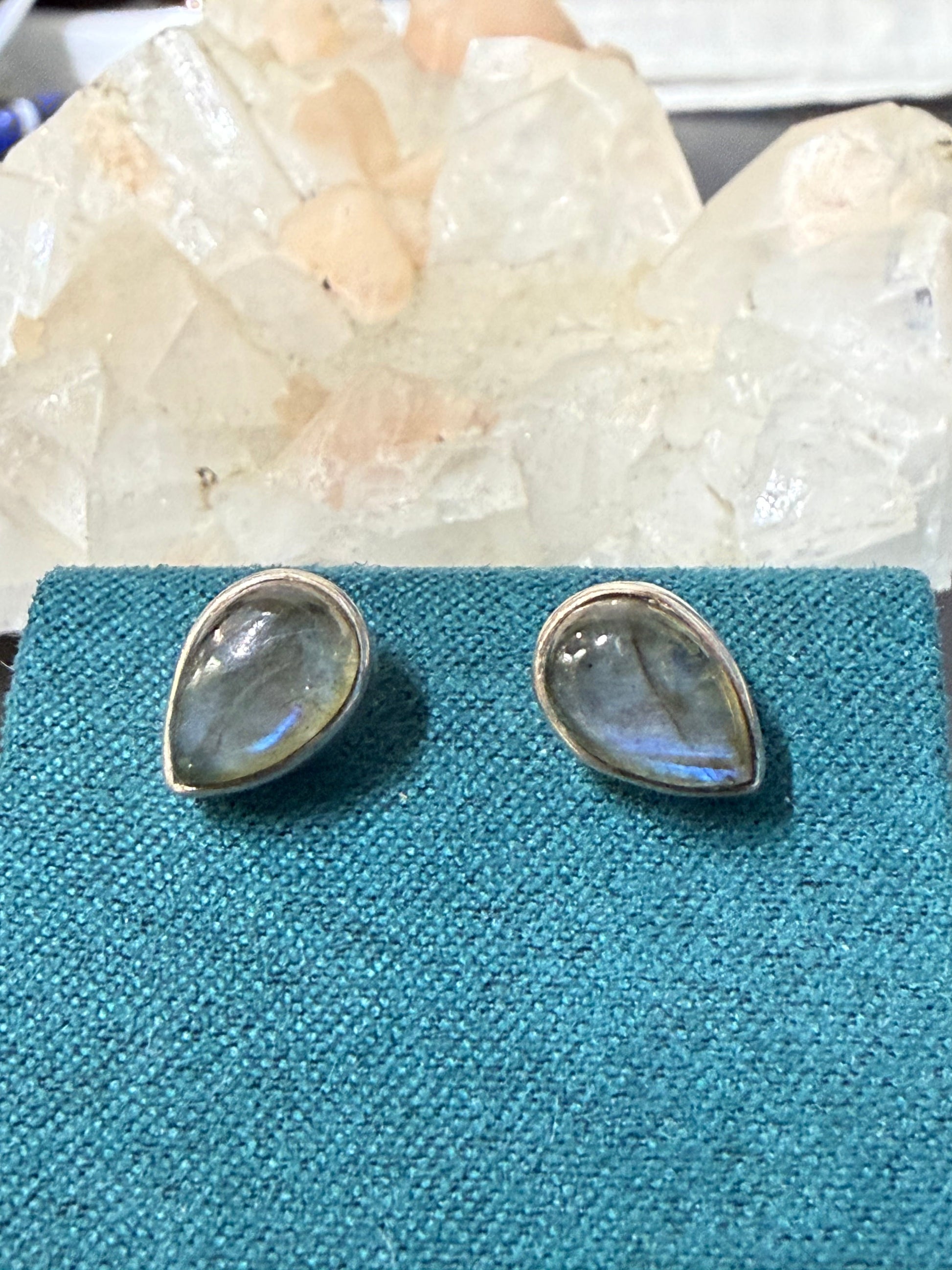 Labradorite Stud Earrings – Protection • Intuition • Transformation, 10mmx6mm Crystal Wellness