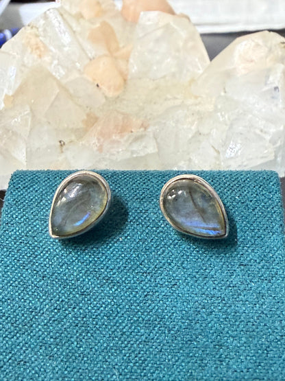 Labradorite Stud Earrings – Protection • Intuition • Transformation, 10mmx6mm Crystal Wellness
