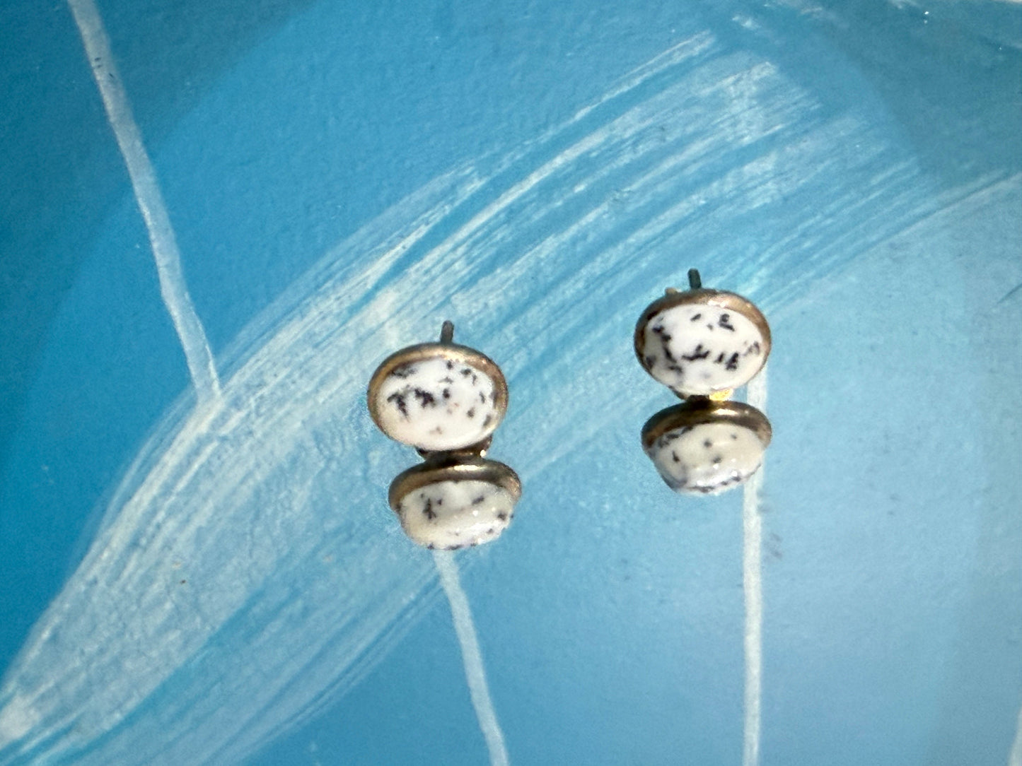 Dendritic Opal Stud Earrings – Growth • Harmony • Inner Wisdom, 9mmx6mm Crystal Wellness