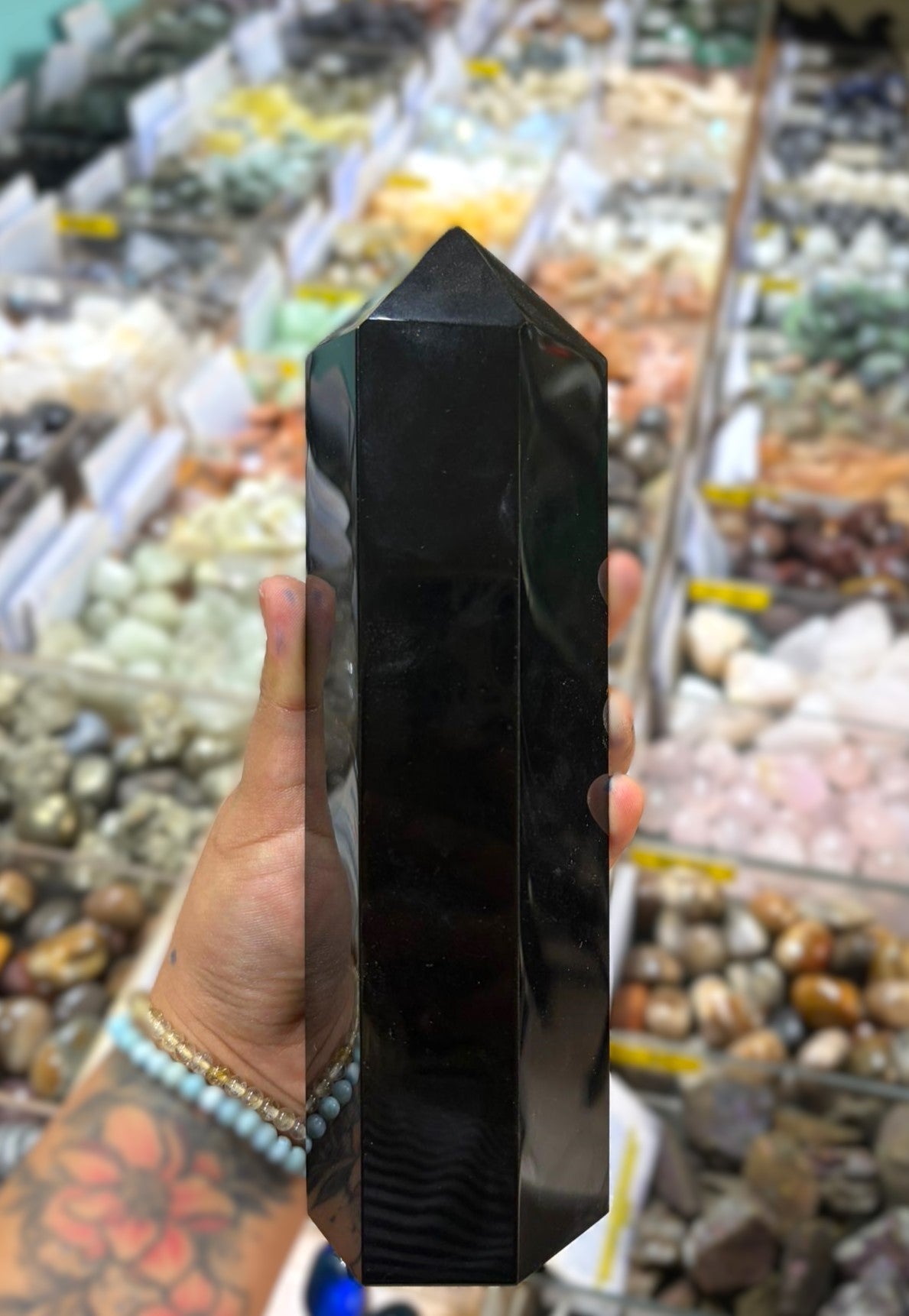 Black Obsidian Tower – Protection, Grounding & Energy Shield Crystal Point 20x7x7 cm Crystal Wellness