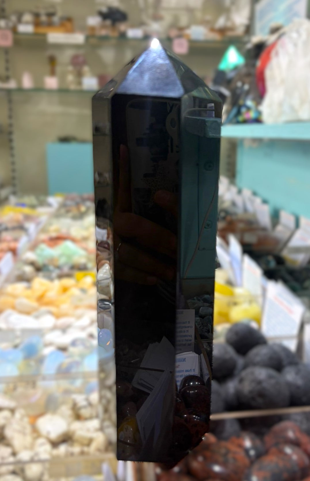 Black Obsidian Tower – Protection, Grounding & Energy Shield Crystal Point 20x7x7 cm Crystal Wellness