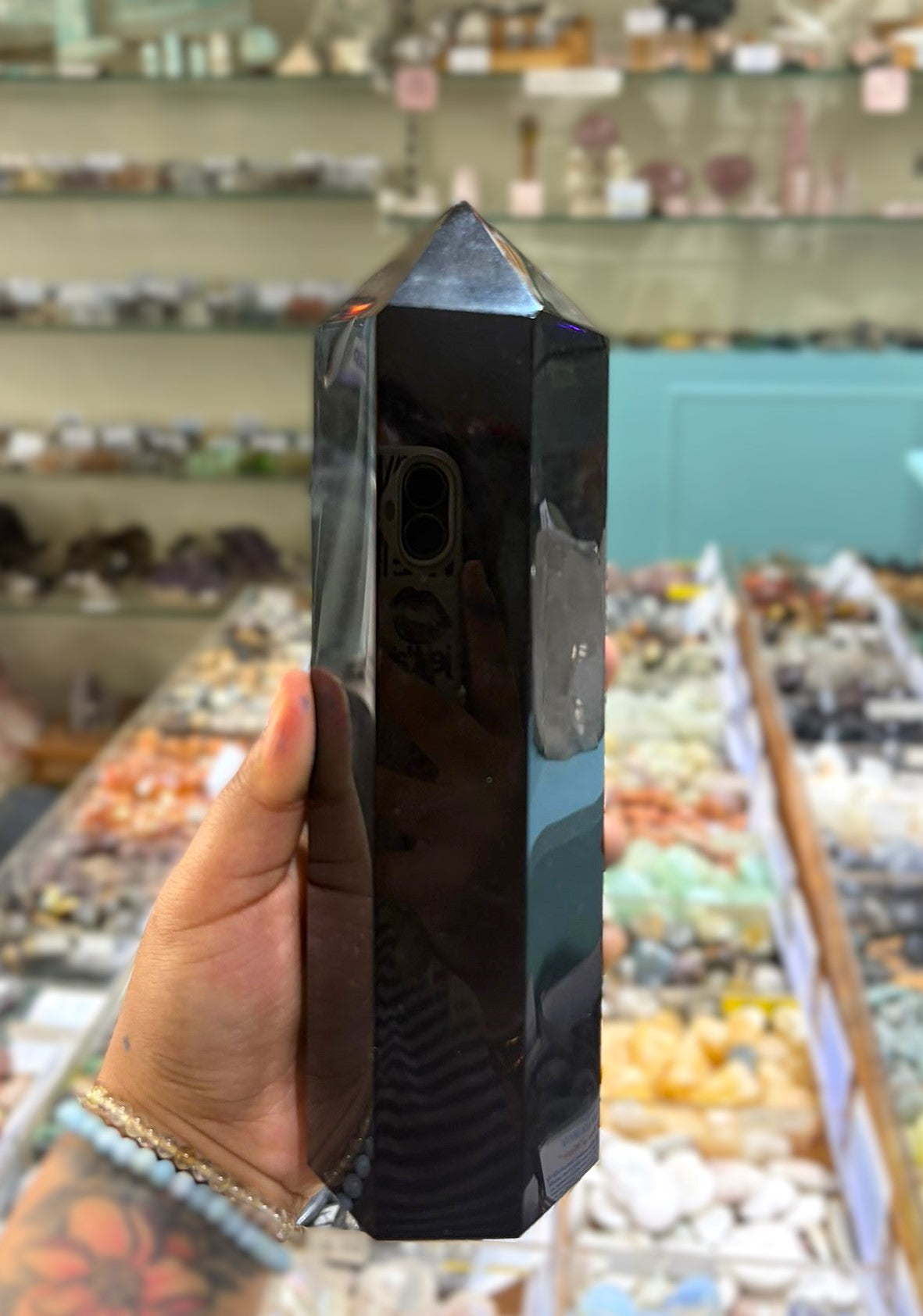 Black Obsidian Tower – Protection, Grounding & Energy Shield Crystal Point 20x7x7 cm Crystal Wellness