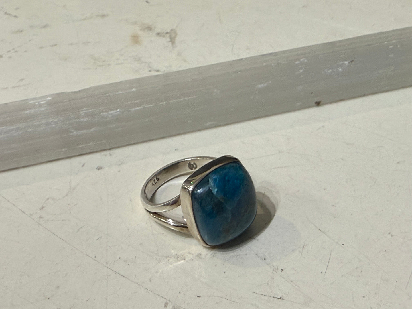 Neon Blue Apatite Ring, size 8
A spark of clarity, truth, and inspired vision. Crystal Wellness