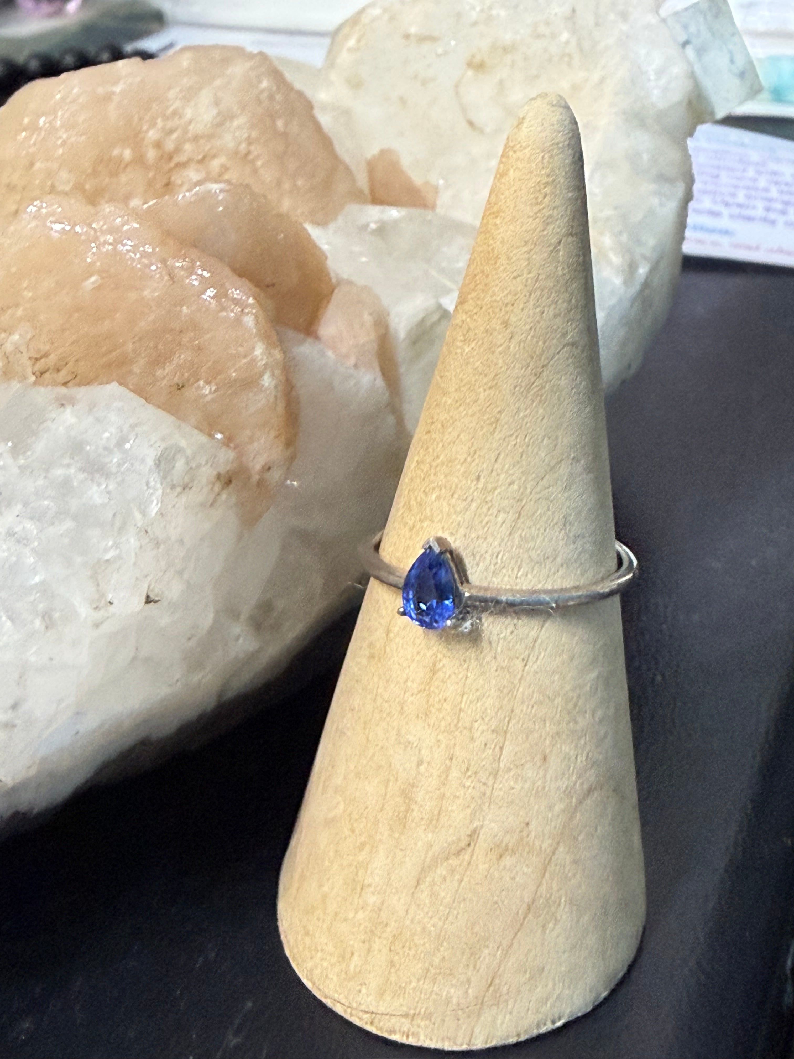 Celestial Sapphire Ring, size 9 — Stone of Wisdom, Truth & Divine Grace Crystal Wellness