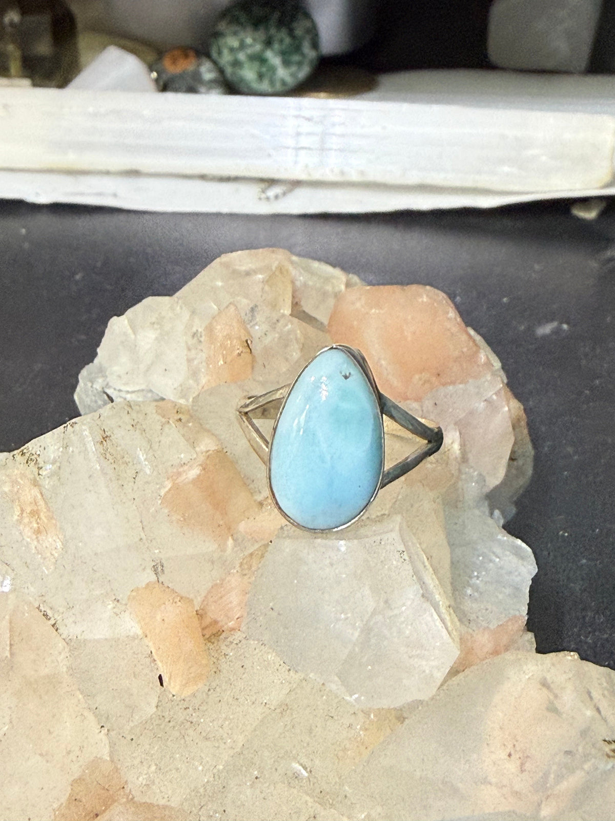 Larimar Ring — Serenity, Flow & Inner Peace, size 7.75 Crystal Wellness