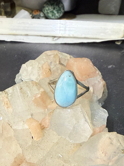 Larimar Ring — Serenity, Flow & Inner Peace, size 7.75 Crystal Wellness