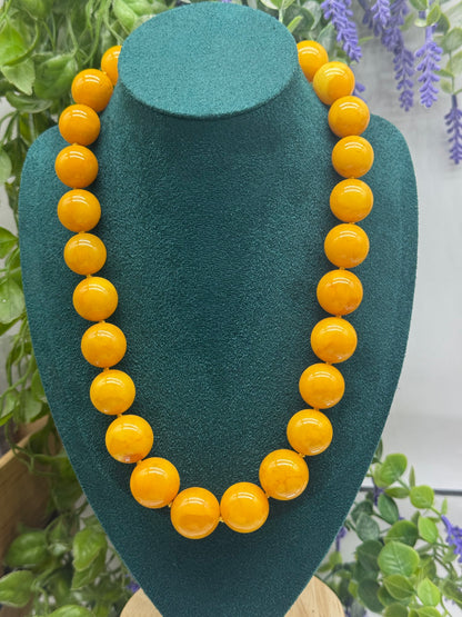Butterscotch Amber 21mm Bead Necklace — Golden Glow & Timeless Warmth, 52cm Crystal Wellness