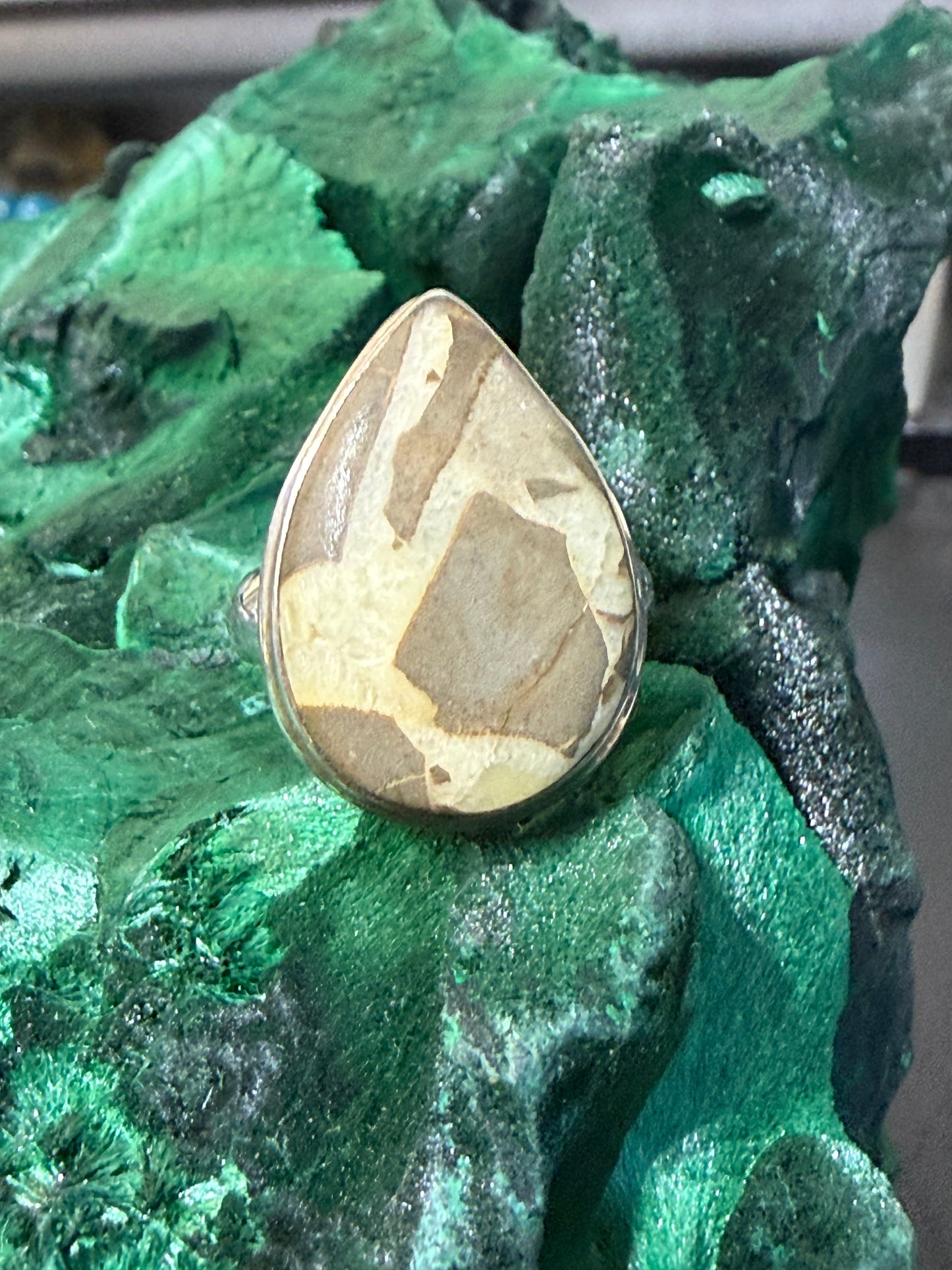 Ancient Earth Wisdom Septarian Silver Ring – Size 6 Crystal Wellness