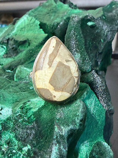 Ancient Earth Wisdom Septarian Silver Ring – Size 6 Crystal Wellness