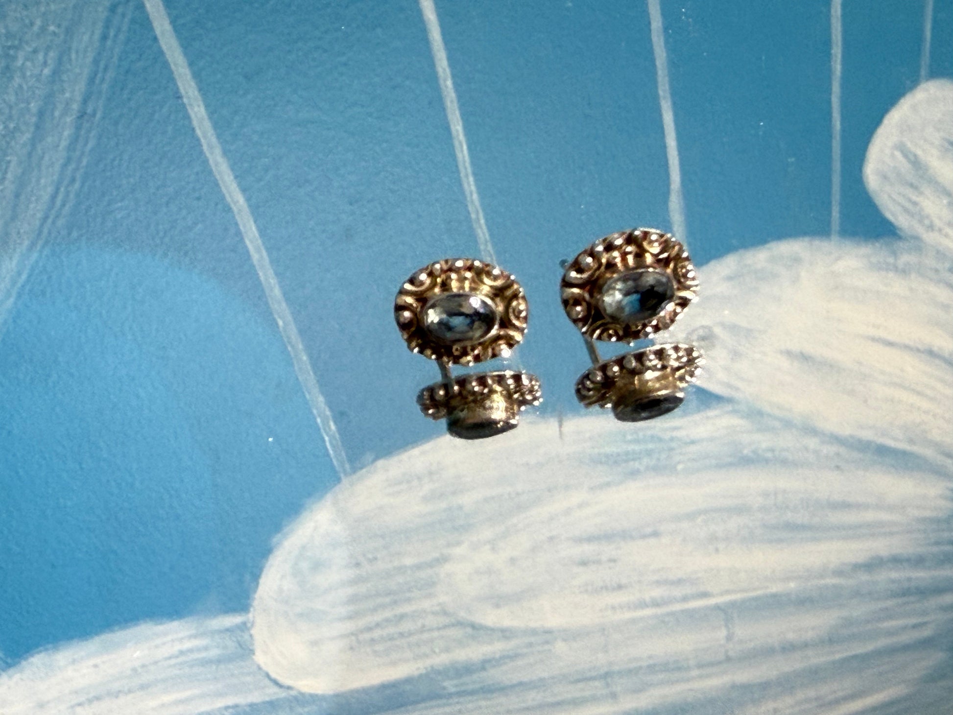 Blue Topaz Stud Earrings – Clarity • Communication • Serenity, 12mm x10mm Crystal Wellness