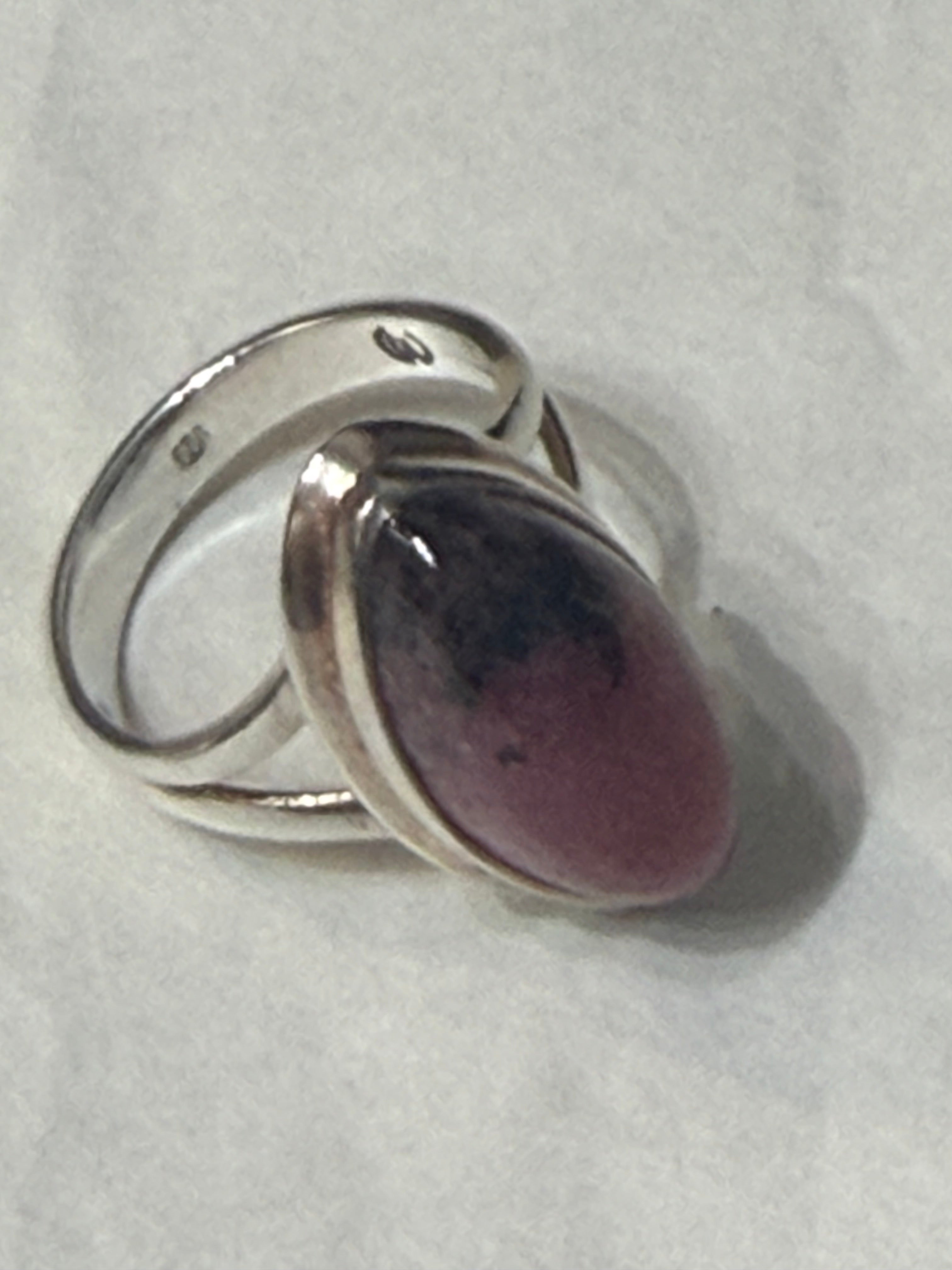 Rhodonite Sterling Silver Ring – Size 6 Crystal Wellness