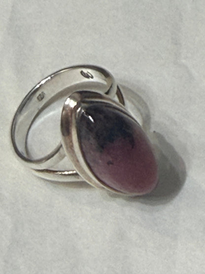 Rhodonite Sterling Silver Ring – Size 6 Crystal Wellness