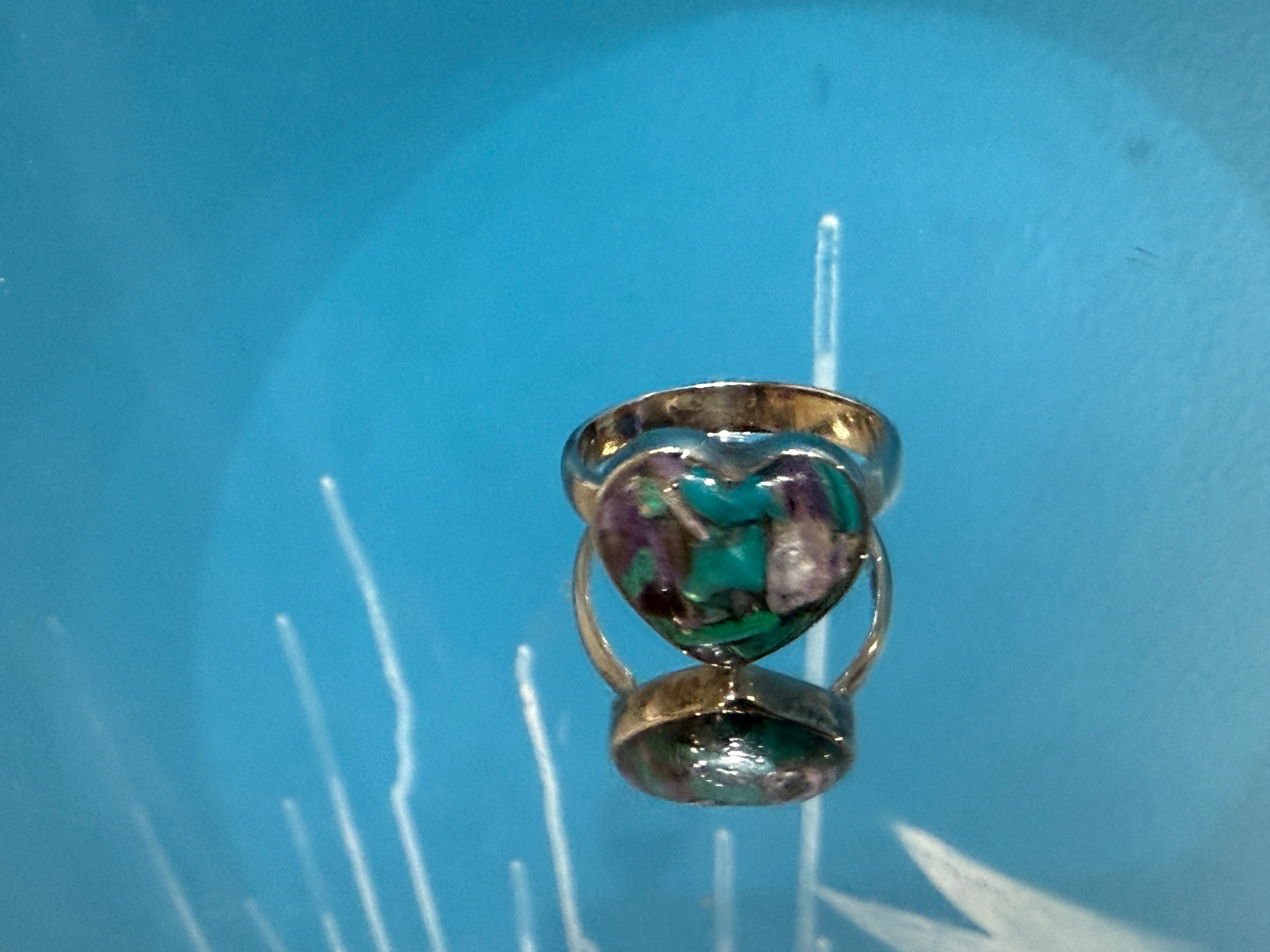 Charoite in Chrysocolla Ring, size 9  — The Alchemy of Transformation Crystal Wellness