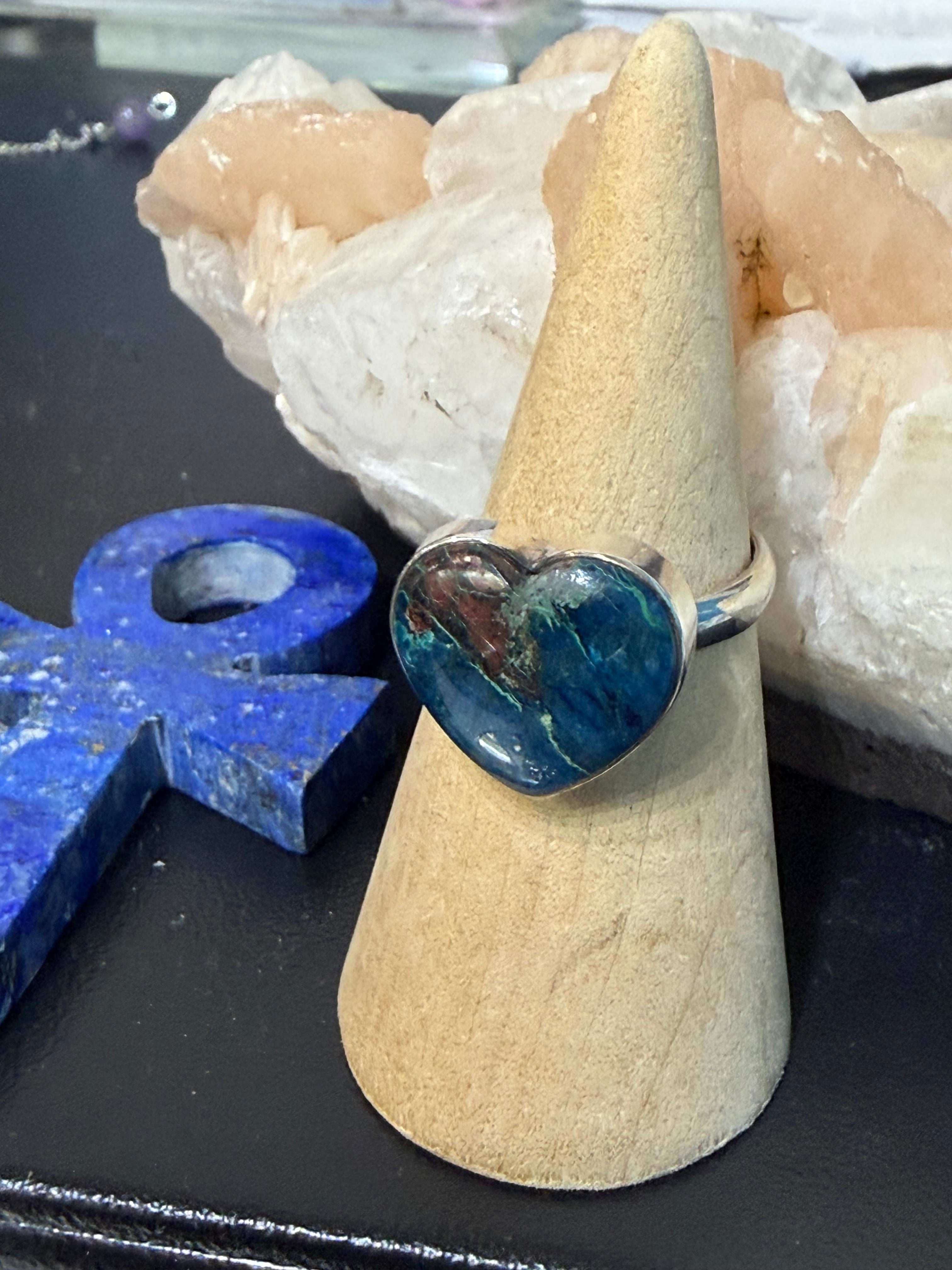 Shattuckite Ring, size 8.5 – Truth, Intuition & Empowered Communication Crystal Wellness