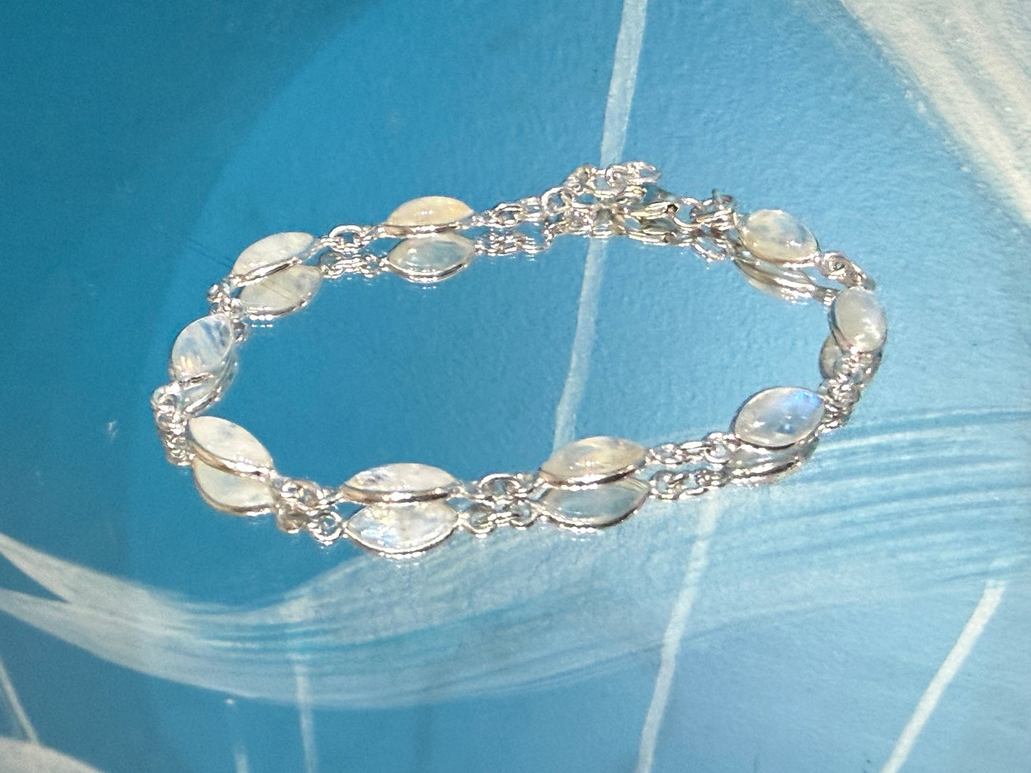 Moonstone Silver Bracelet, 20cm Crystal Wellness