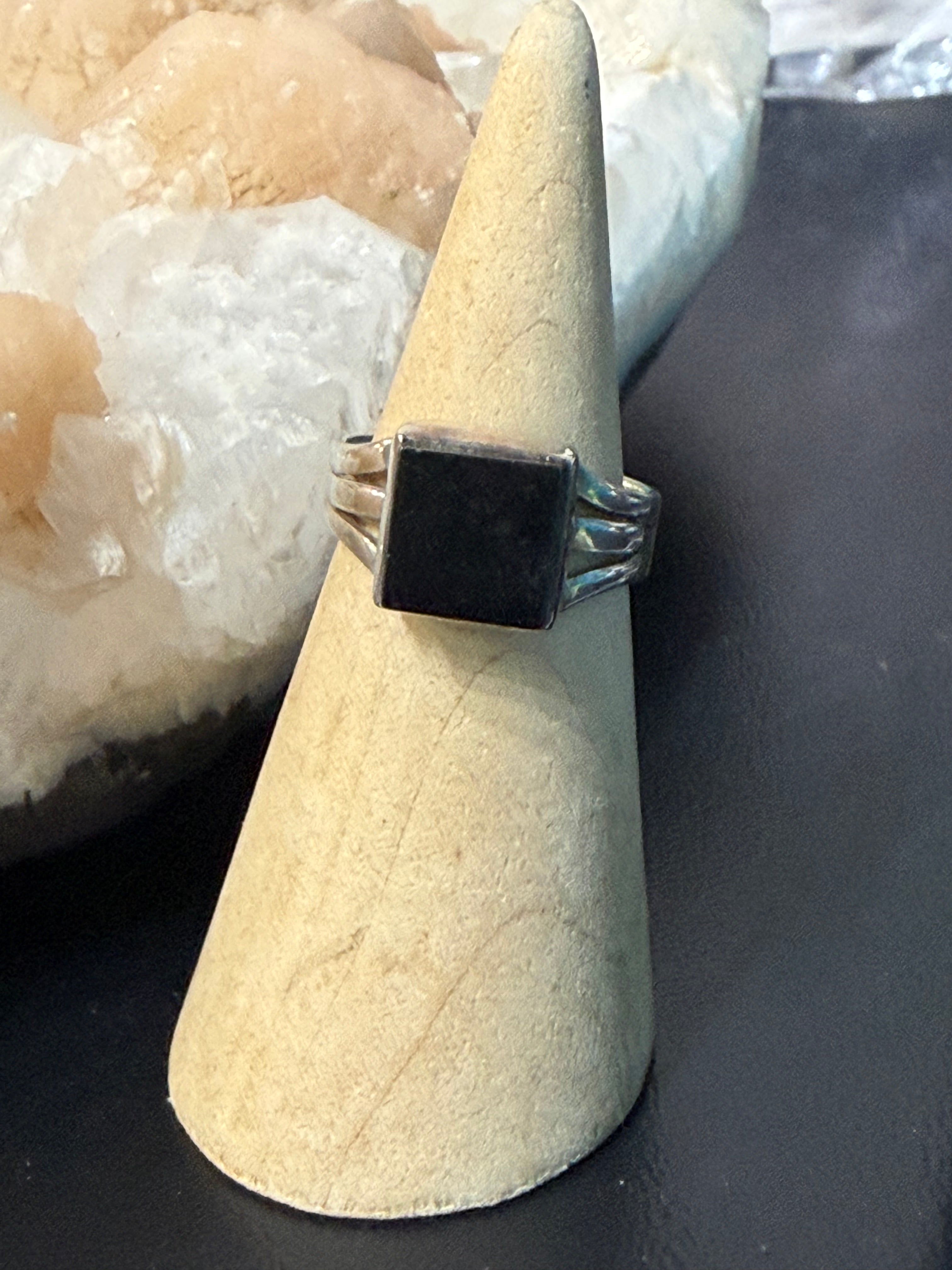 Elite Shungite 925 Sterling Silver Round Ring Size 7 Crystal Wellness