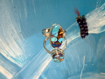 KINGMAN PINK DAHLIA TURQUOISE RING – Love, Confidence & Emotional Balance, size 8 Crystal Wellness
