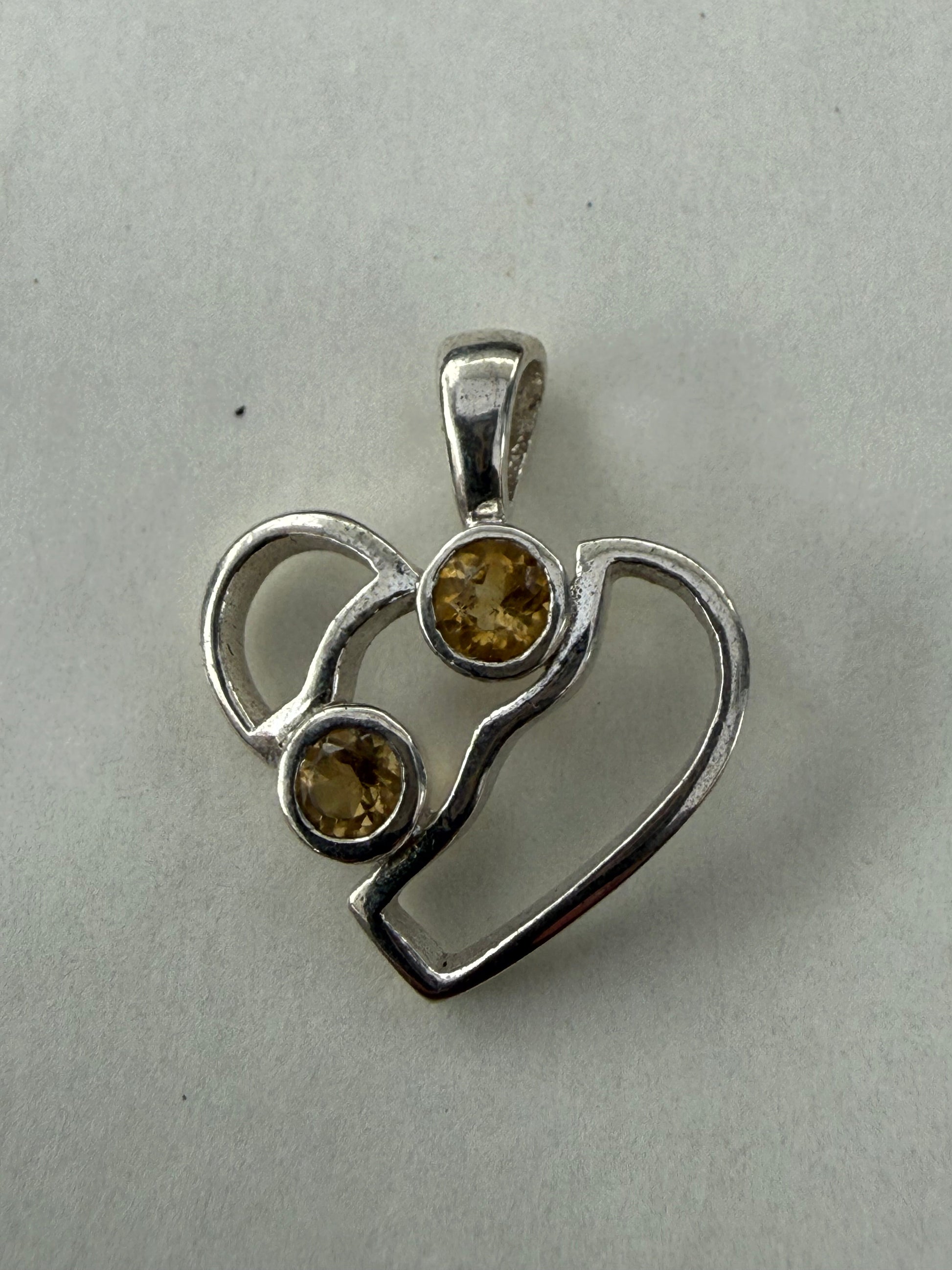 Heart of Light — Citrine Silver Pendant 20mmx19mm Crystal Wellness