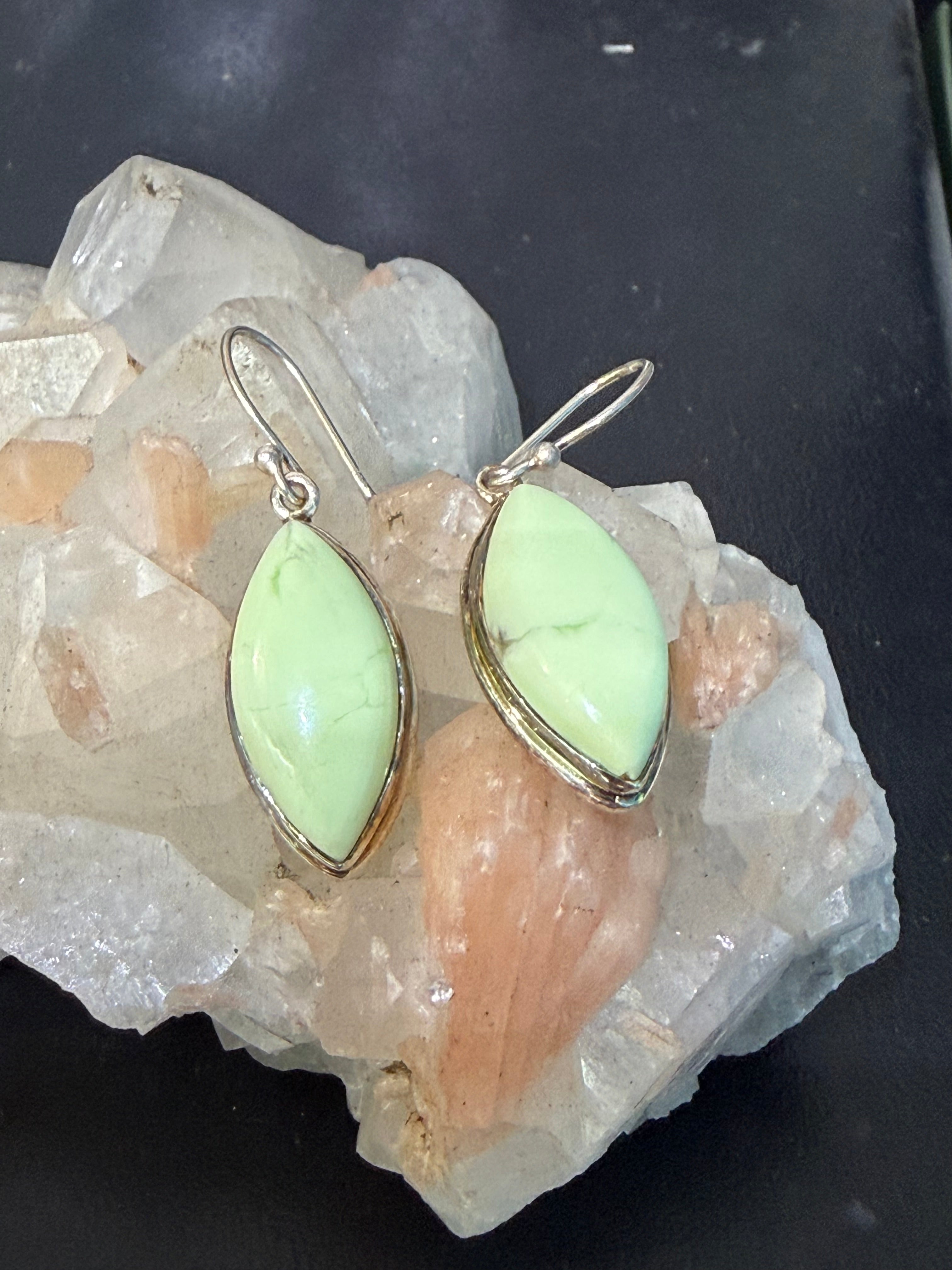 Lemon Chrysoprase Earrings – Joy, Renewal & Heart Healing, 21mmx13mm Crystal Wellness