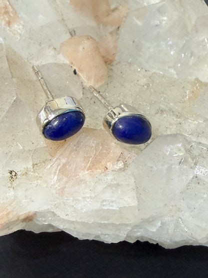 Lapis Lazuli Stud Earrings – Wisdom & Truth, 8mmx5mm Crystal Wellness