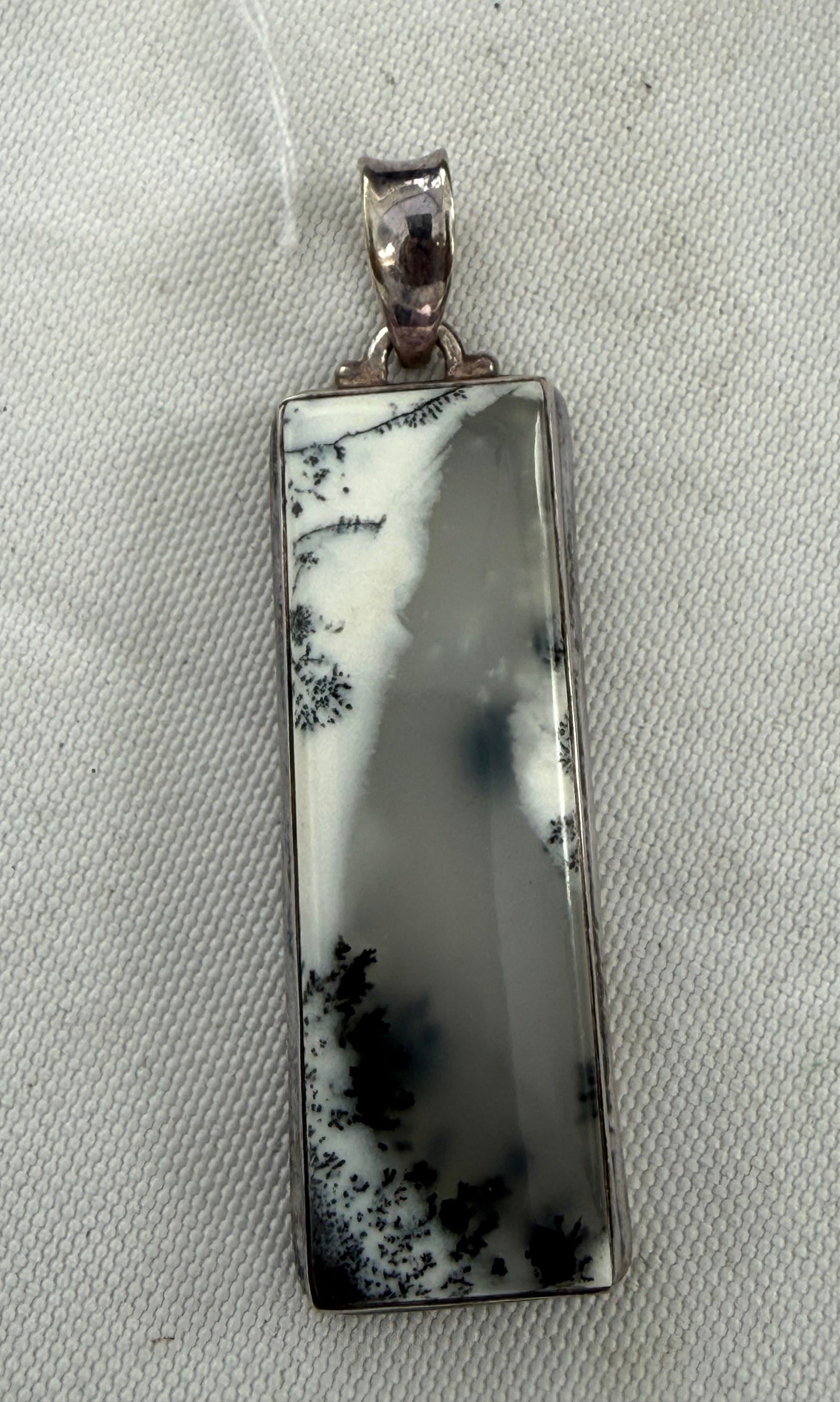 Dendritic Opal Silver Pendant 45mmx16mm Crystal Wellness