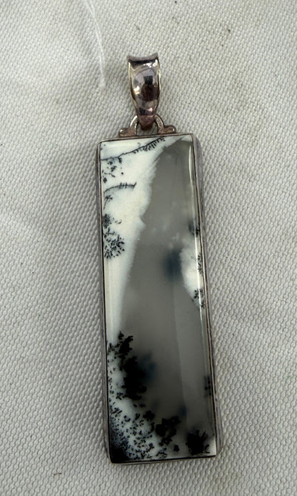 Dendritic Opal Silver Pendant 45mmx16mm Crystal Wellness