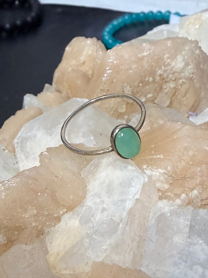 Natural Chrysoprase Ring, size 9 – Sterling Silver | Stone of Joy, Hope & Heart Healing Crystal Wellness