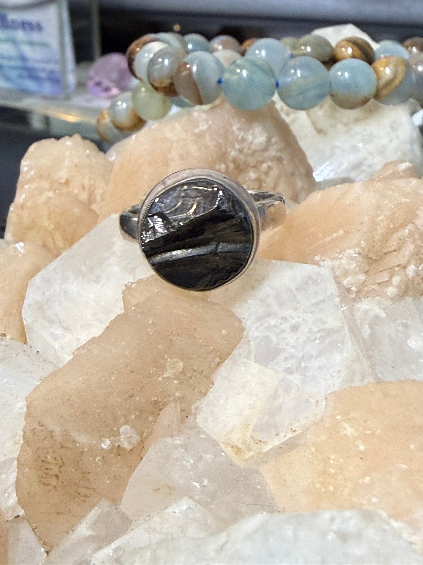 Elite Shungite 925 Sterling Silver Rectangle Ring Size 7.5 Crystal Wellness