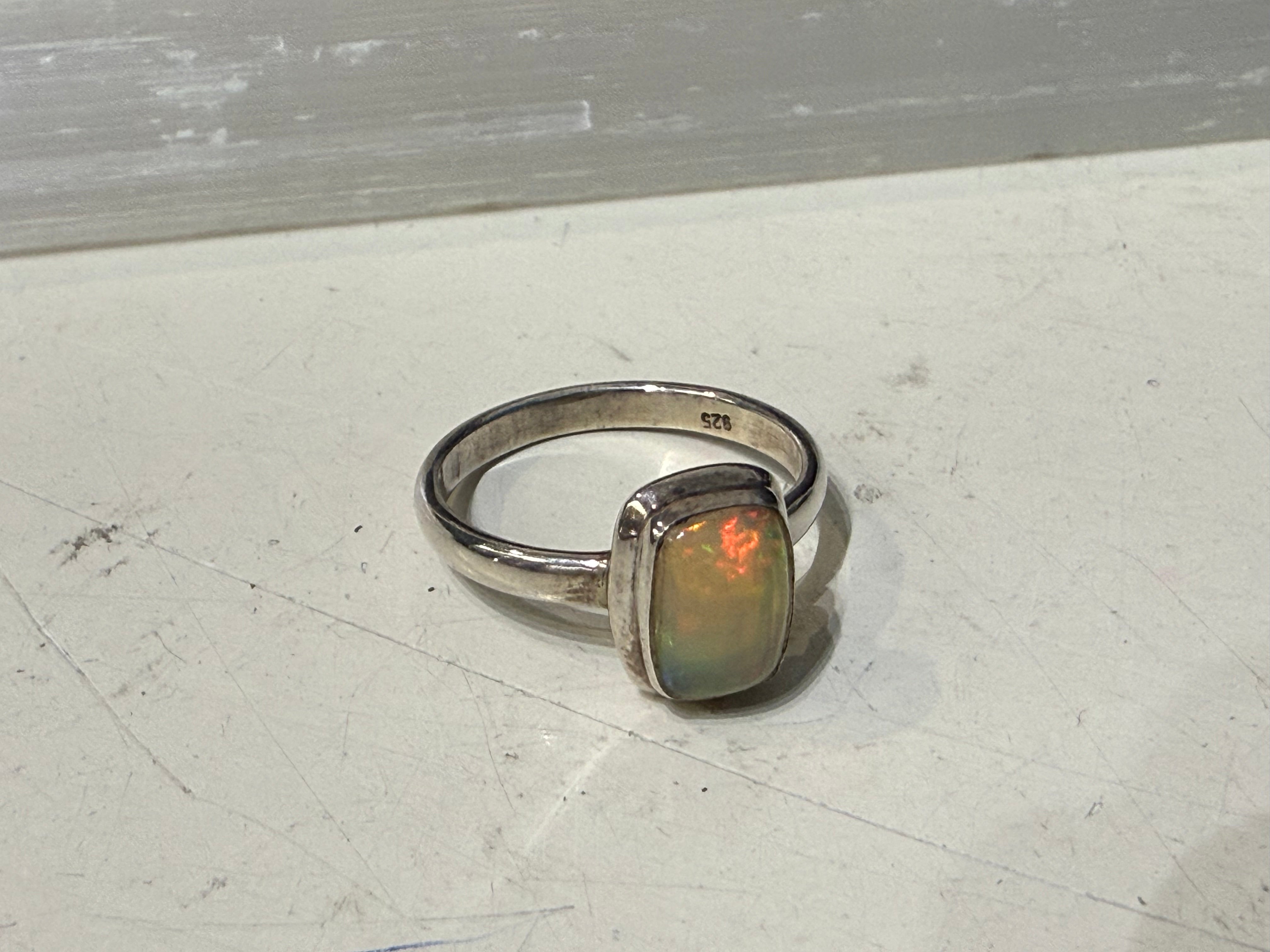 Australian Opal Ring, size 7 – Light of Intuition & Sacred Transformation Crystal Wellness