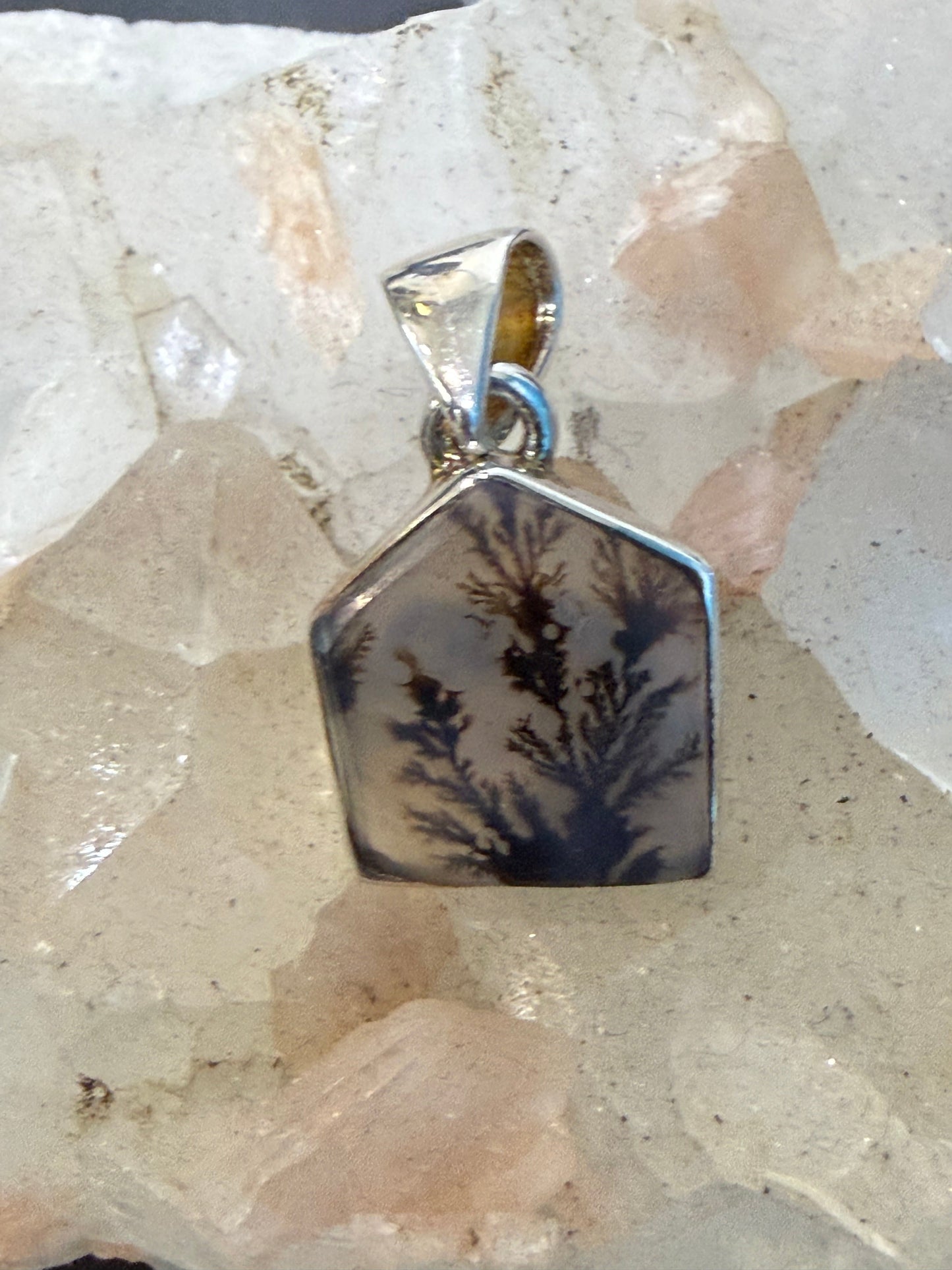 Dendritic Opal Pendant – The Stone of Inner Peace & Sacred Growth,16mmx14mm Crystal Wellness