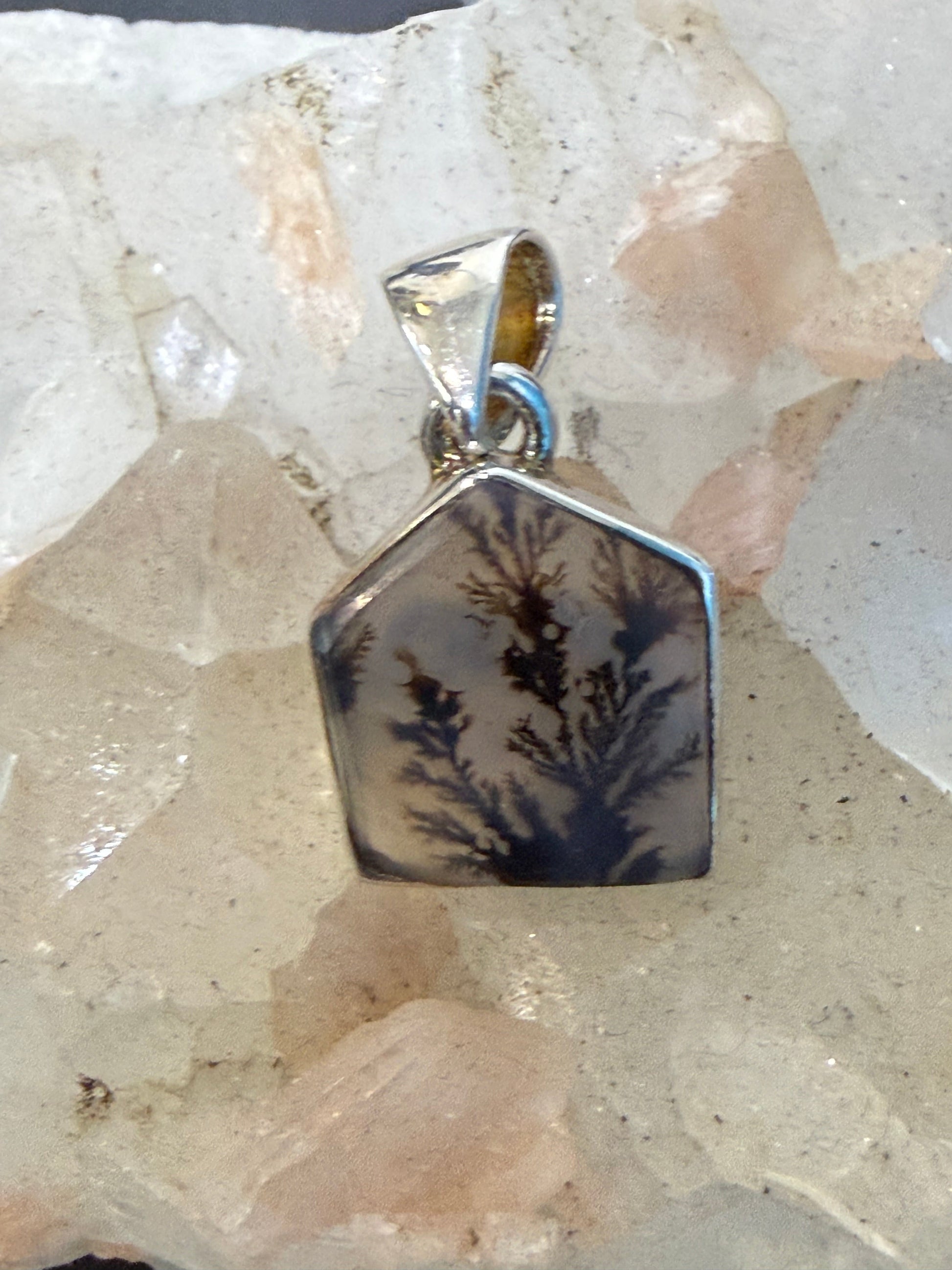 Dendritic Opal Pendant – The Stone of Inner Peace & Sacred Growth,16mmx14mm Crystal Wellness