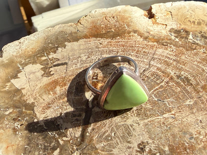 Lemon Chrysoprase Ring, size 7 adjustable – Joy • Hope • New Beginnings Crystal Wellness