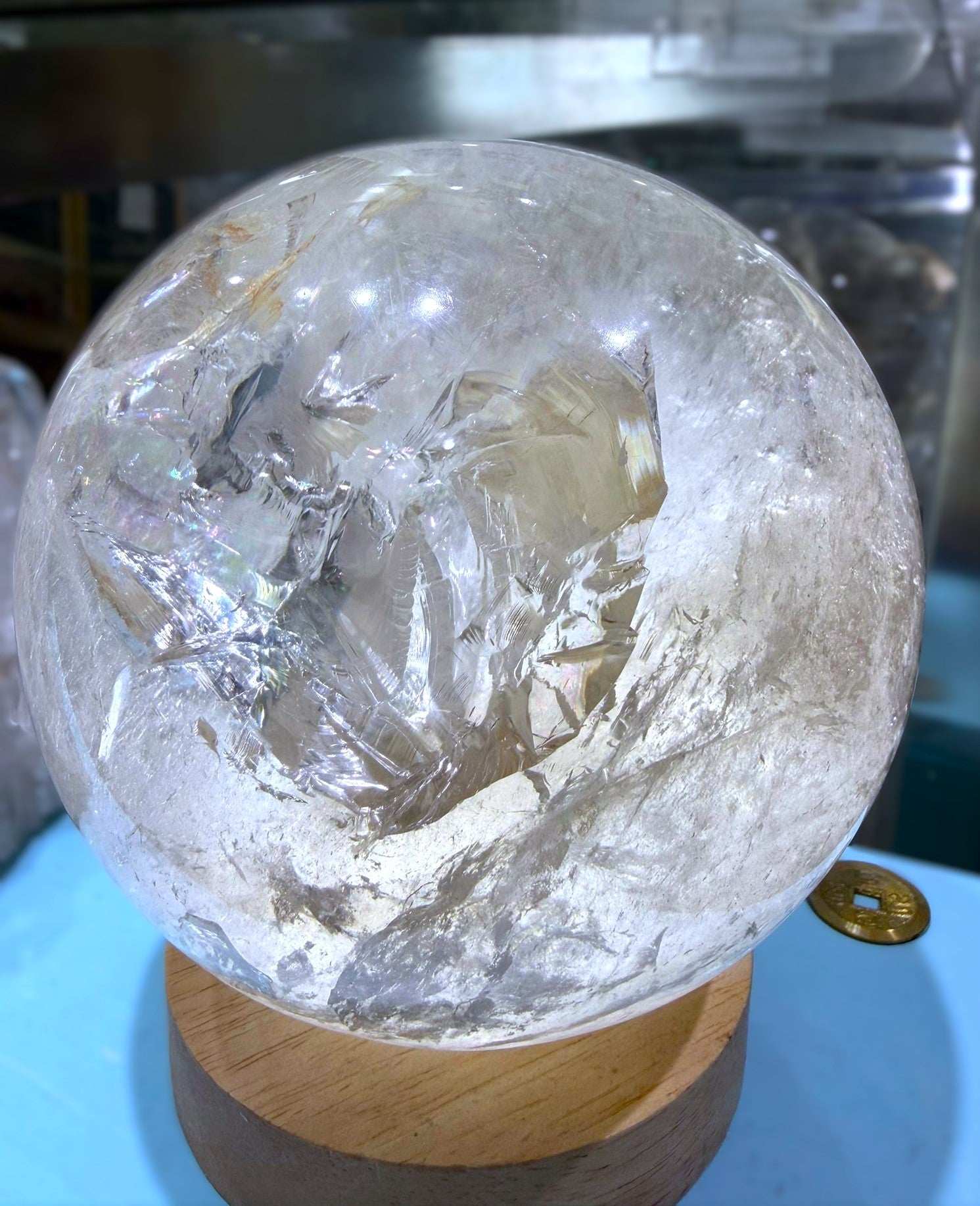 Clear Quartz Sphere High Grade 3.33 Kgs Crystal Wellness