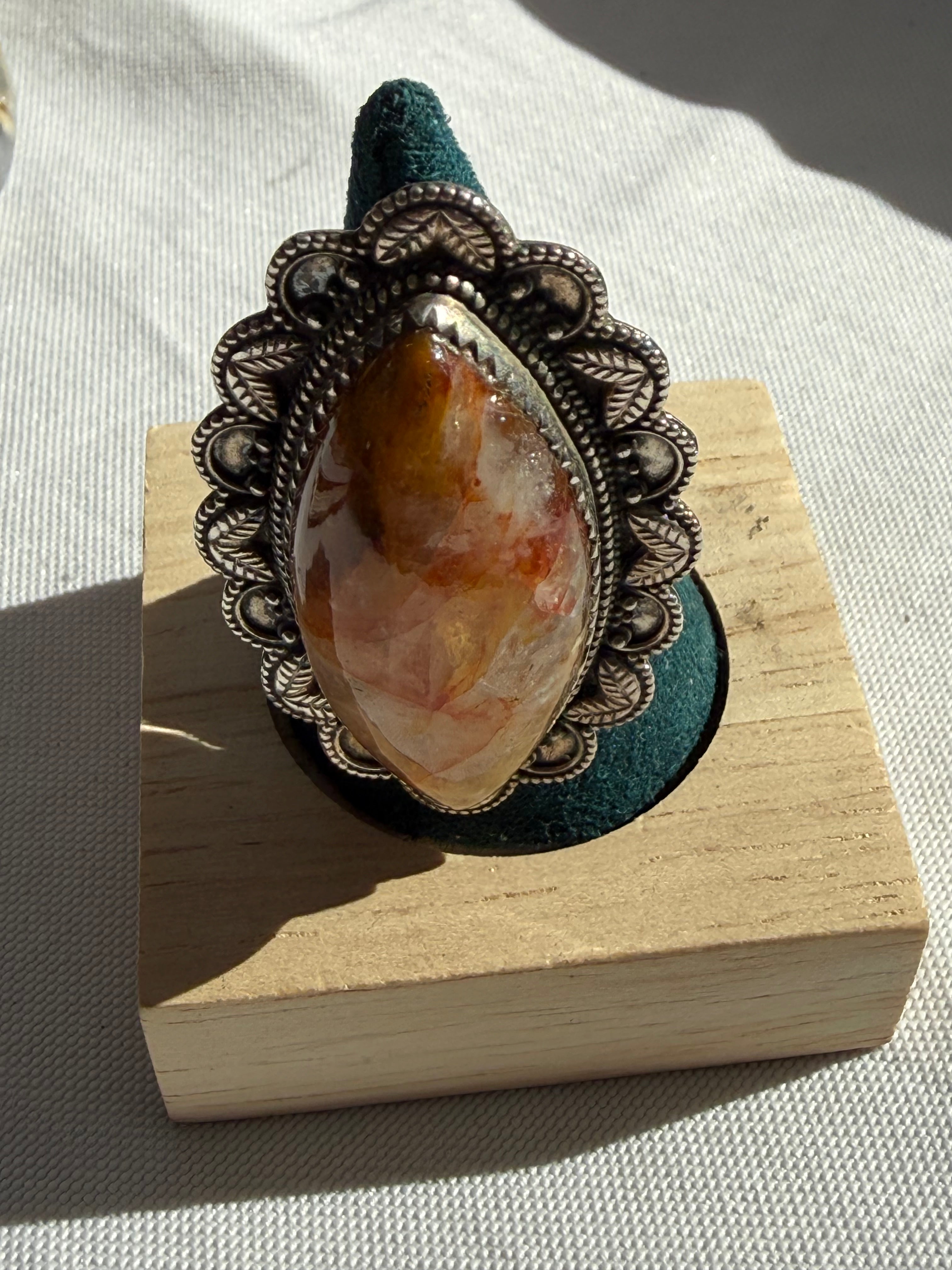 Fire Quartz (Hematoid Quartz) Ring, size 8.5| Grounding • Courage • Focus Crystal Wellness
