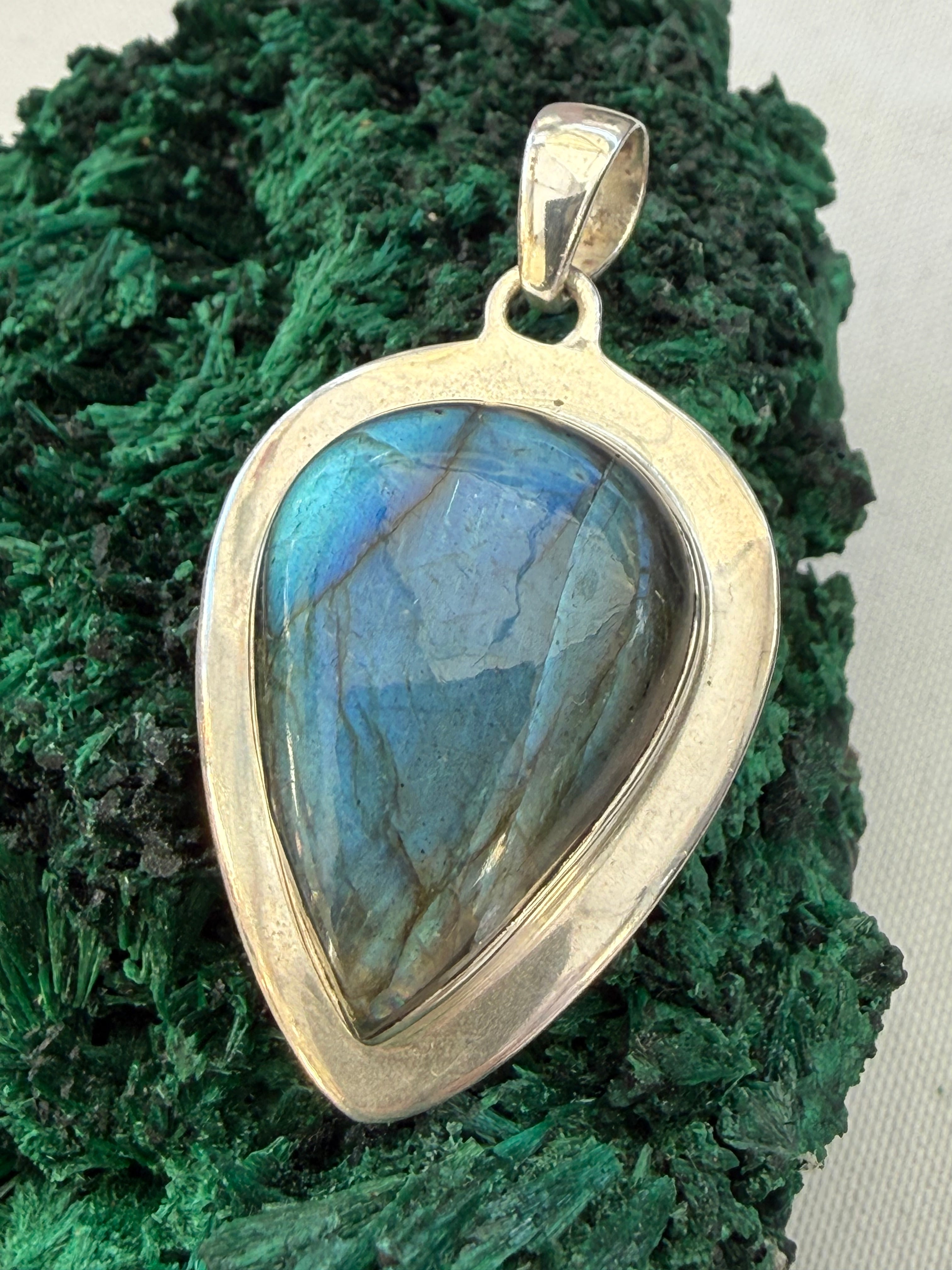 Celestial Light Labradorite Silver Pendant 34mmx36mm Crystal Wellness