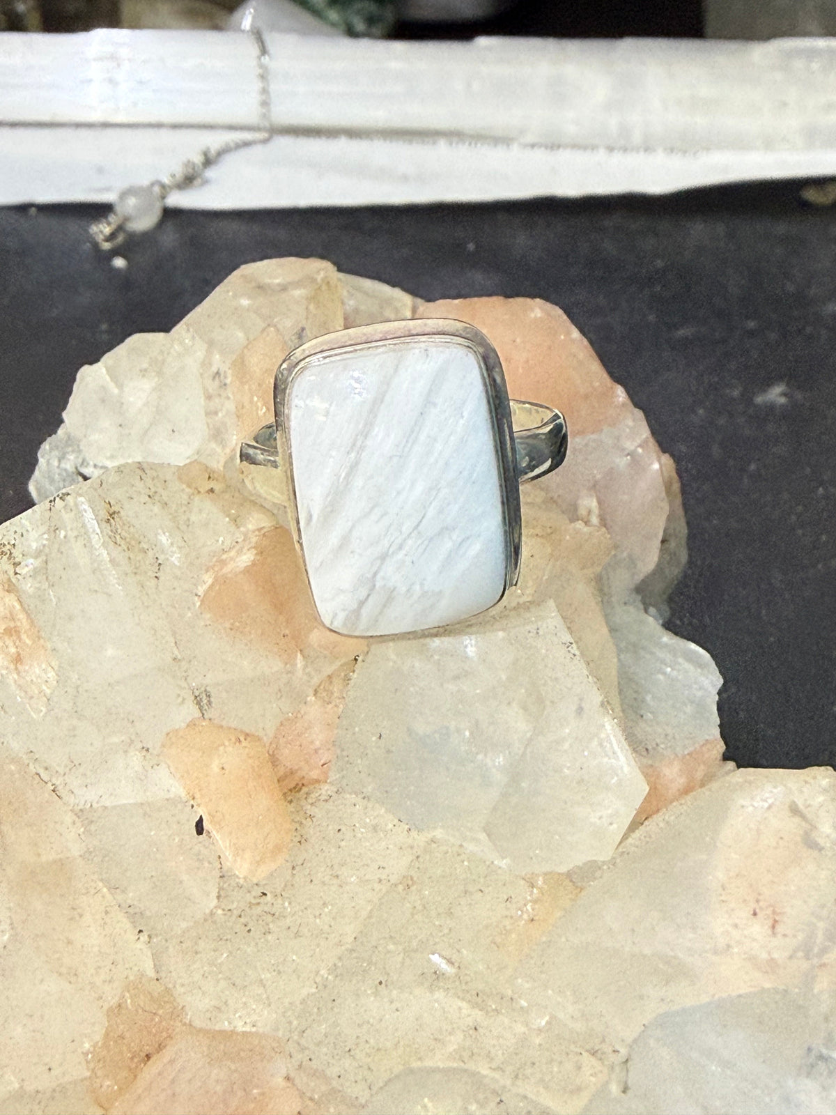 Scolecite Ring — The Stone of Divine Peace & Spiritual Connection, size 9 Crystal Wellness