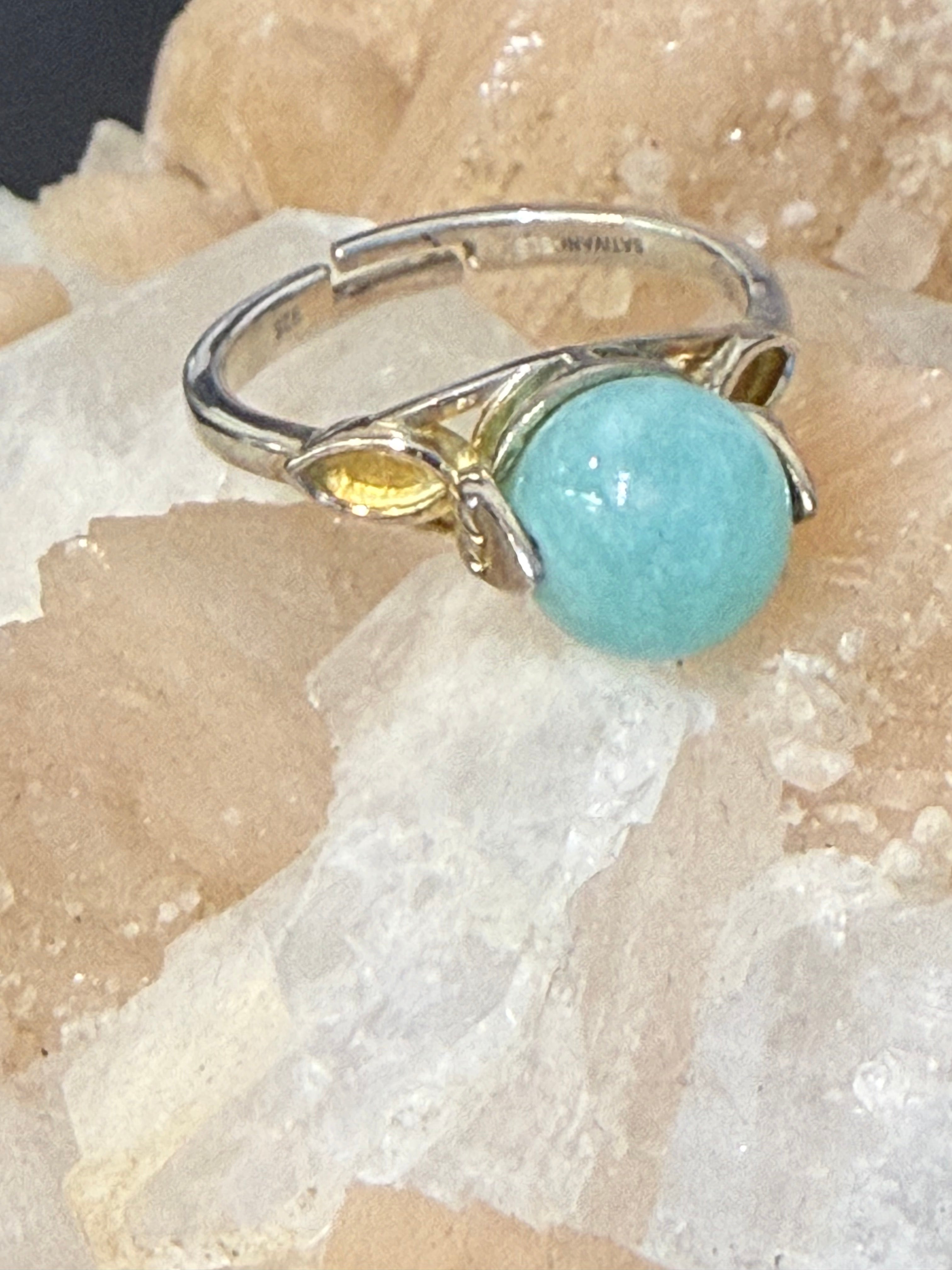 Serene Amazonite Ring – Size 7 Sterling Silver Crystal Wellness