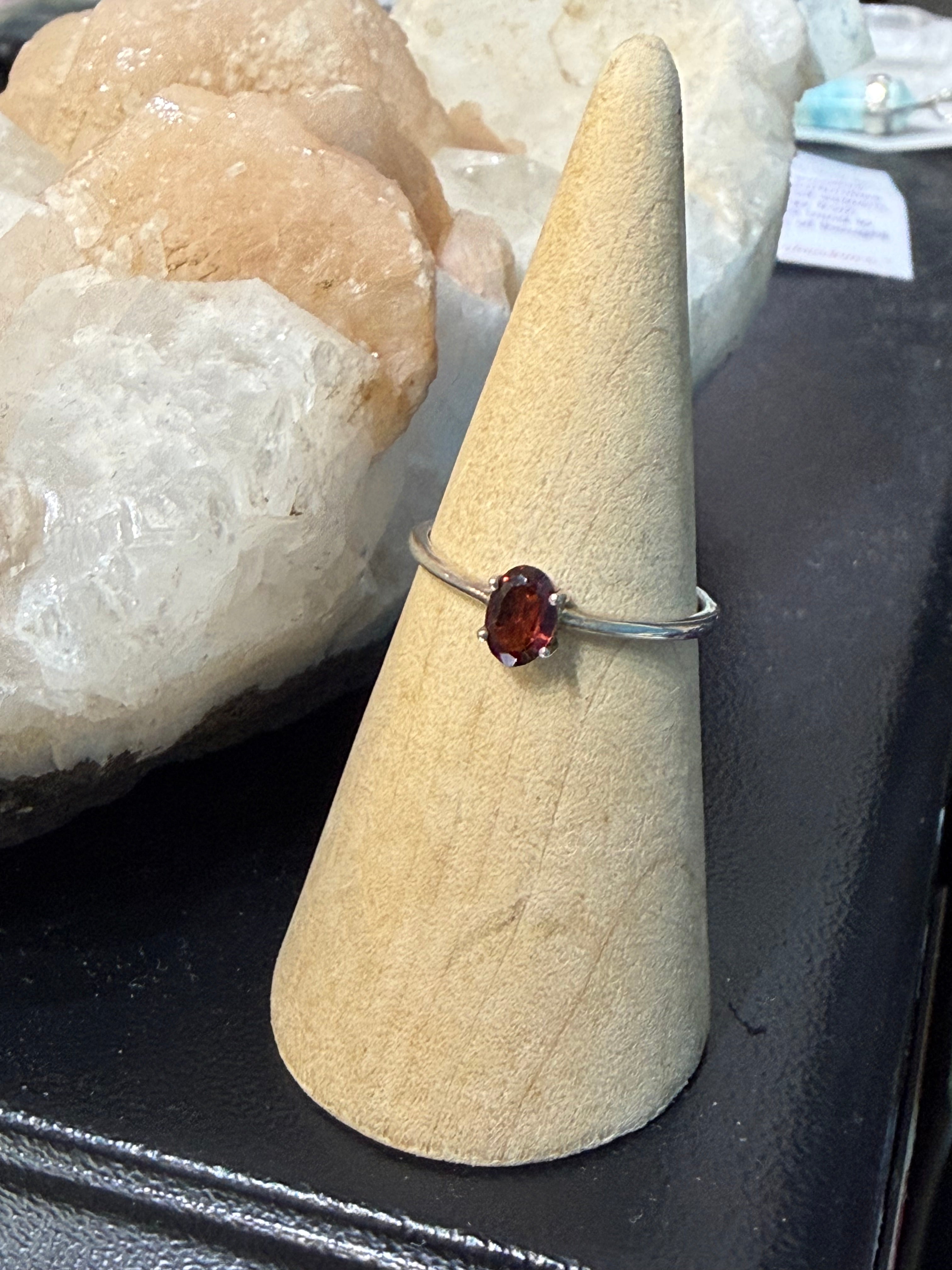 Natural Garnet Ring, size 8 – Passion, Strength & Grounding Crystal Wellness