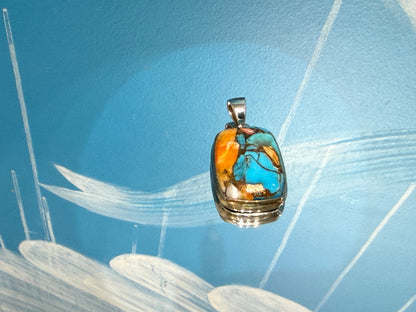 Spiny Oyster Turquoise Pendant — Sacred Fire & Heart Connection, 28mmx18mm Crystal Wellness