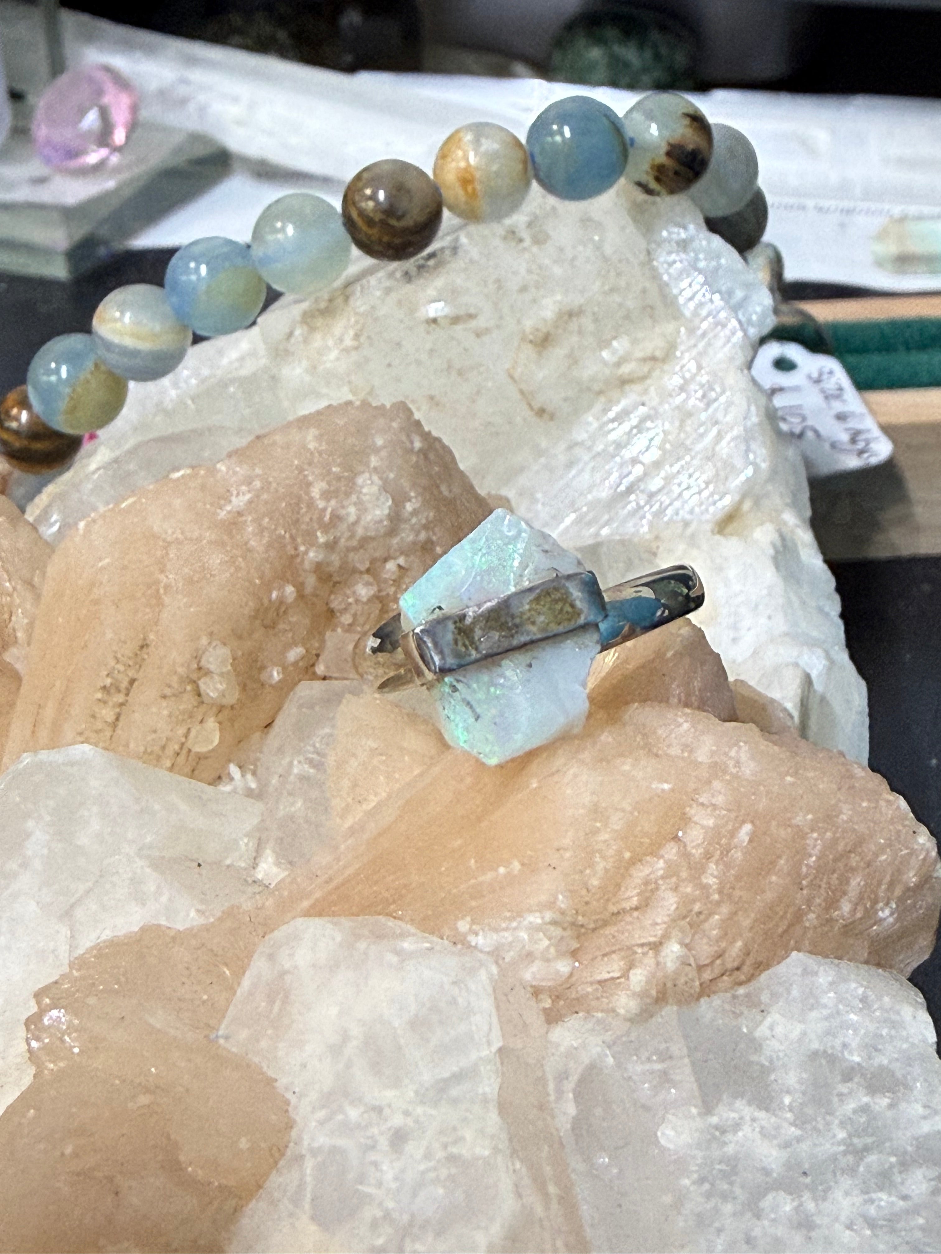 Raw Australian Opal Ring, adjustable size – Untamed Fire of the Earth Crystal Wellness