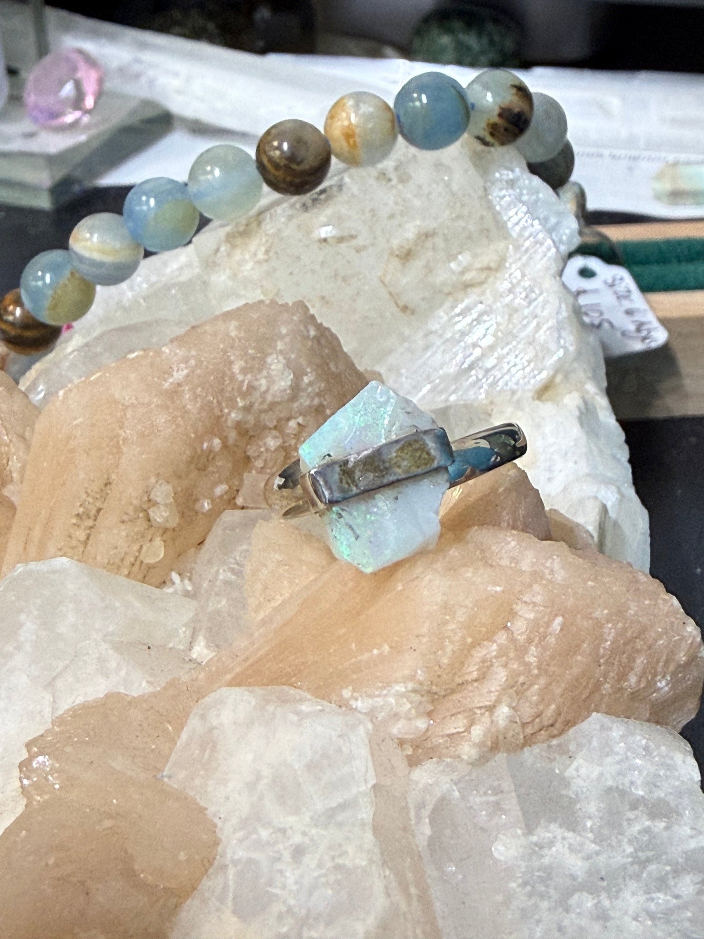 Raw Australian Opal Ring, adjustable size – Untamed Fire of the Earth Crystal Wellness