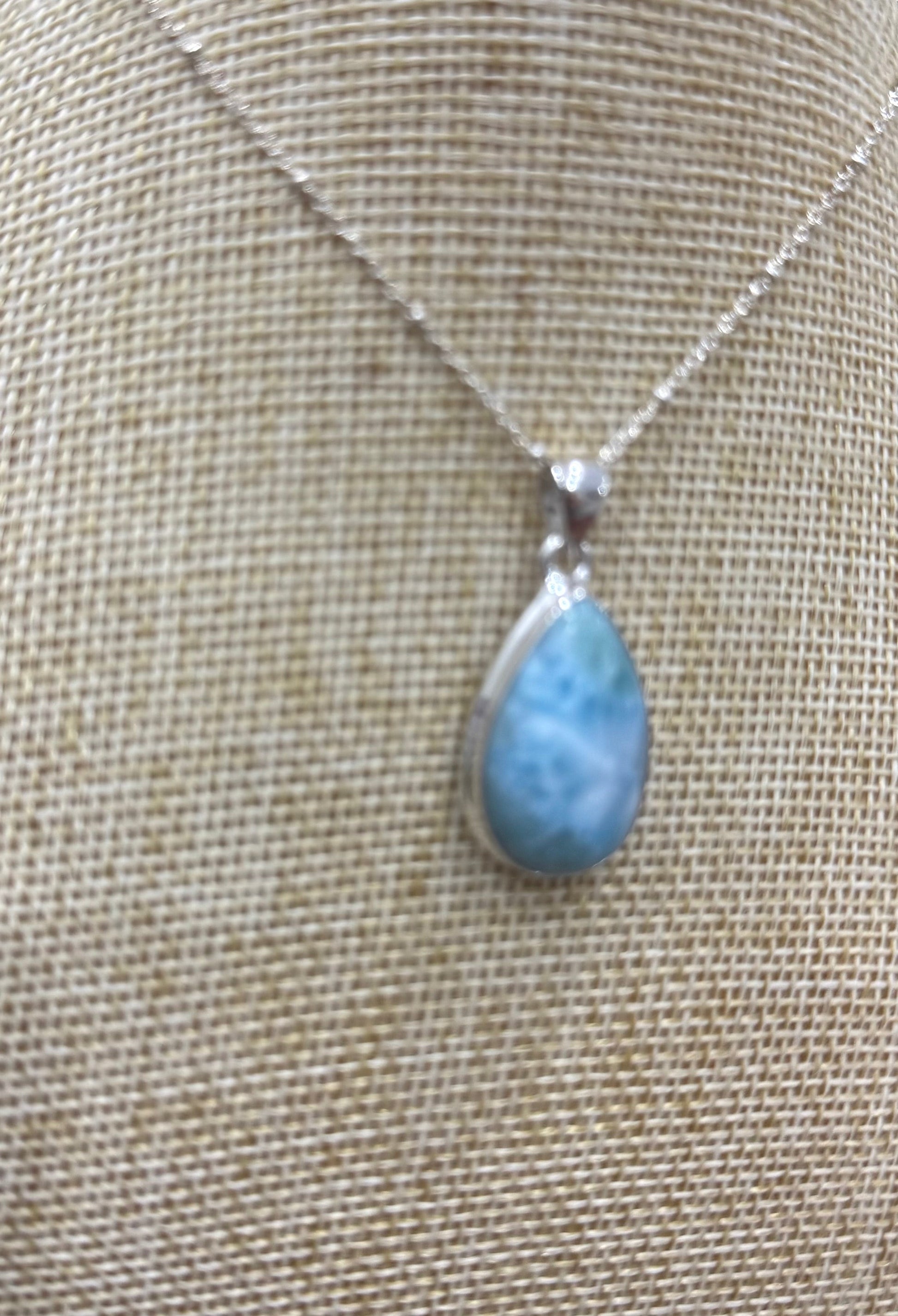 Larimar 925 Sterling Silver Pendant Crystal Wellness