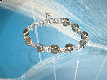 Silver Labradorite Bracelet, 21cm Crystal Wellness