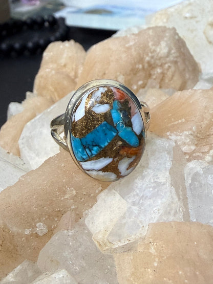 Spiny Oyster Turquoise Ring, size 8 – A Symbol of Vitality, Protection & Ocean Spirit Crystal Wellness