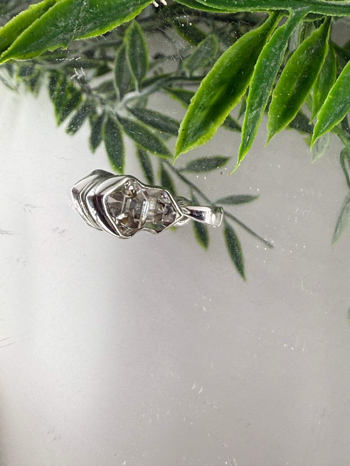 HERKIMER DIAMOND SILVER PENDANT — “Clarity, Light & Spiritual Connection”, 14mmx10mm Crystal Wellness