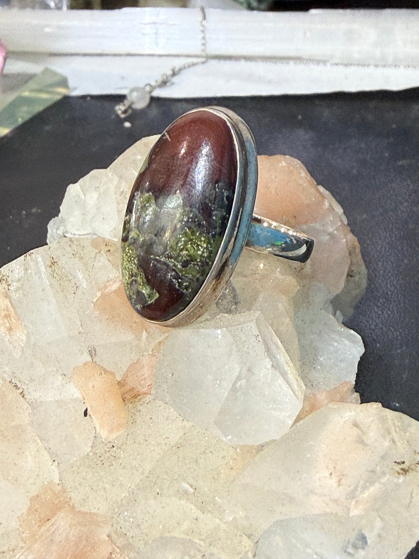 🐉 Dragon Blood Jasper Ring — “Dragon’s Heart”, size 10.5 Crystal Wellness