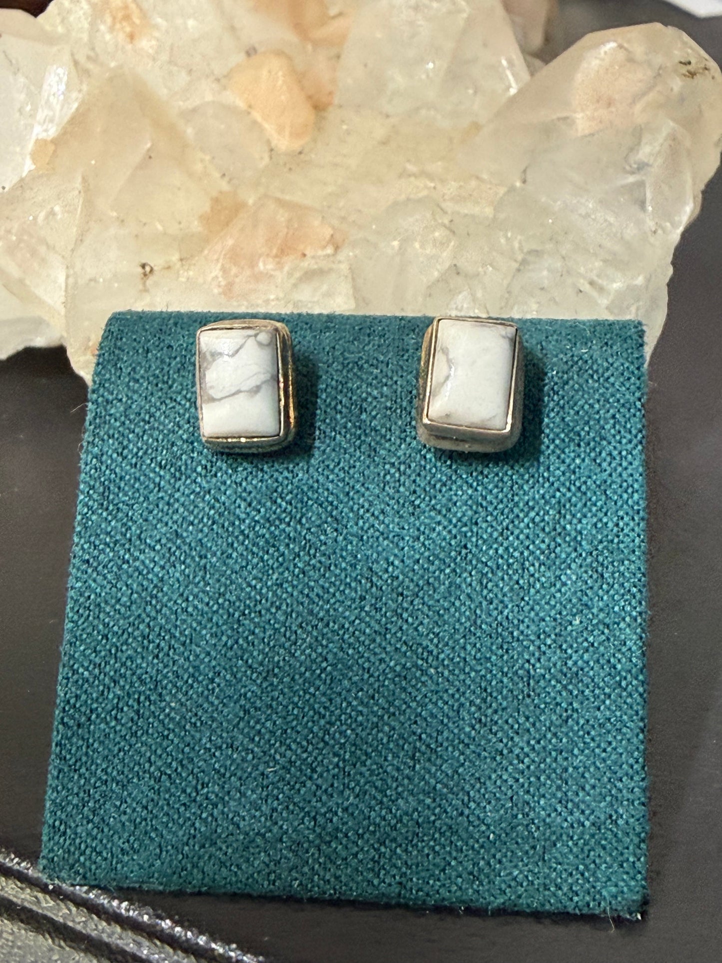 Howlite Stud Earrings – Peace, Patience & Inner Calm, 8mmx5mm Crystal Wellness